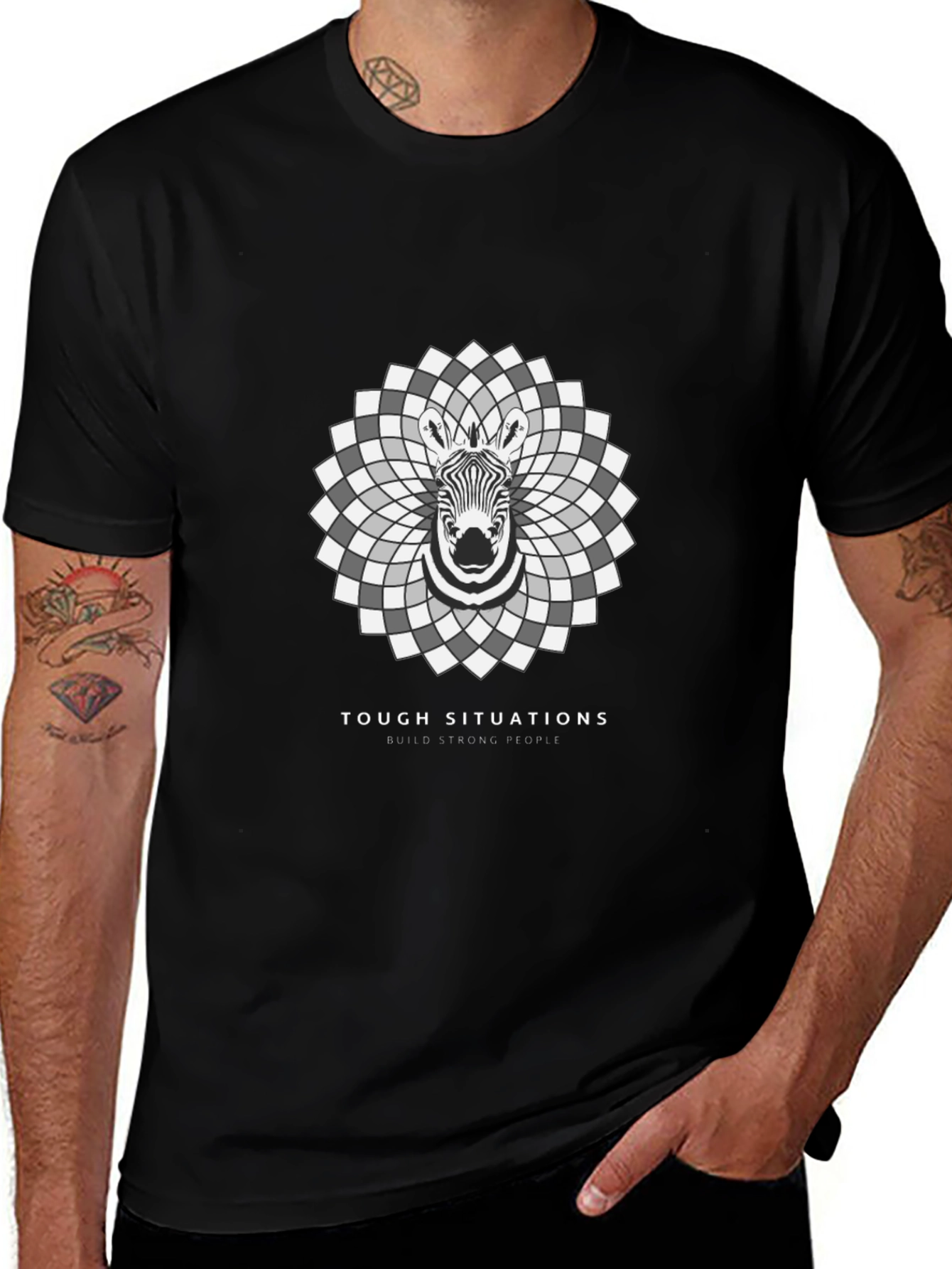 Zebra Mandala Graphic Tee - Tough Situations Strong People
