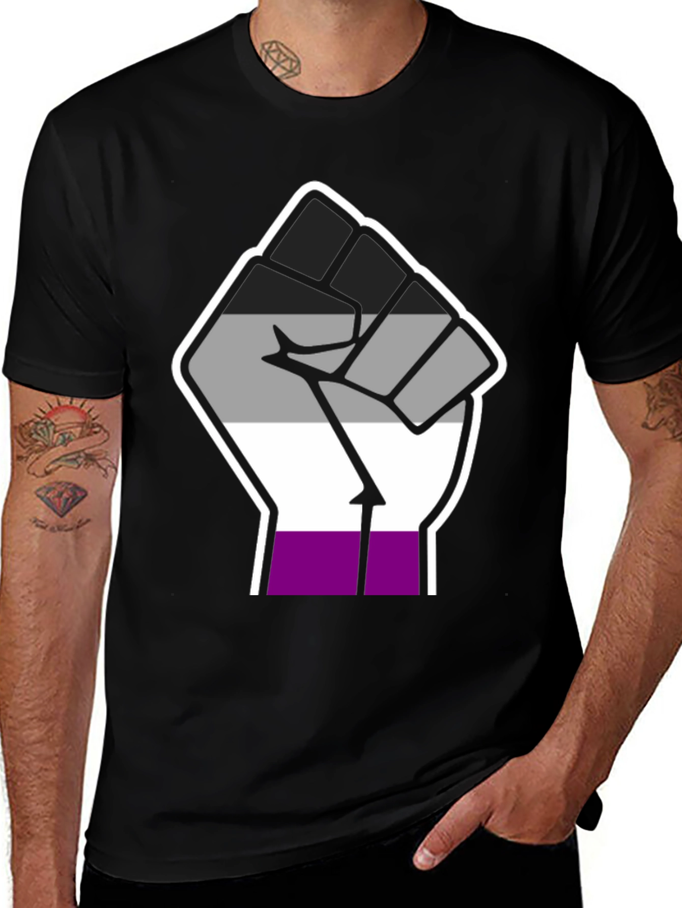 Variant 18 of Asexual Pride Fist Black T-Shirt