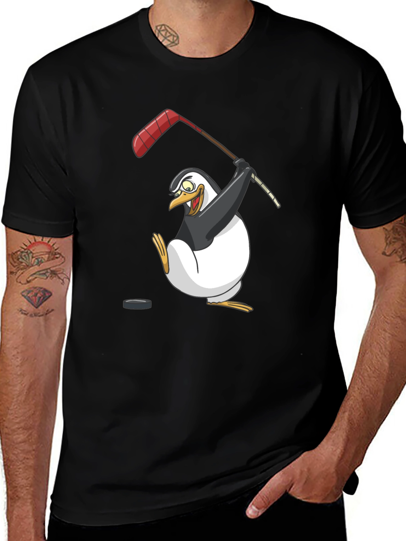 Variant 5 of Penguin Hockey Player Graphic T-Shirt