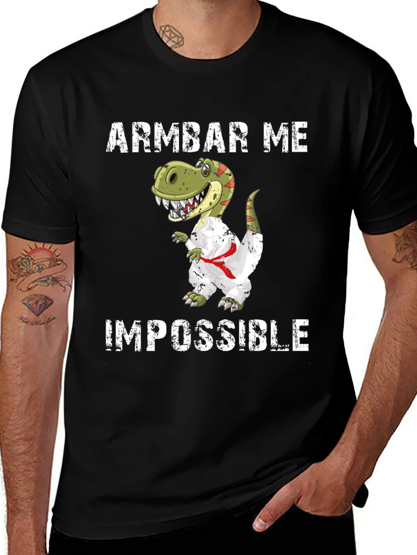 Armbar Me Impossible T-Shirt Funny Dinosaur Jiu Jitsu 