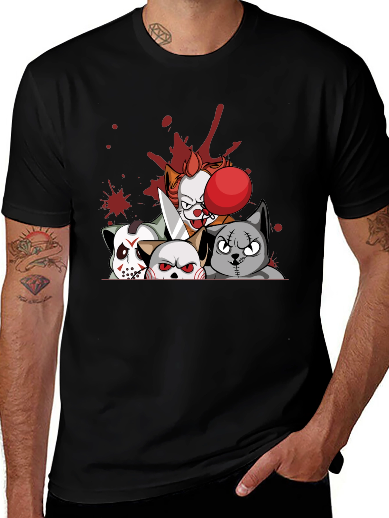 Horror Movie Cats Graphic T-Shirt