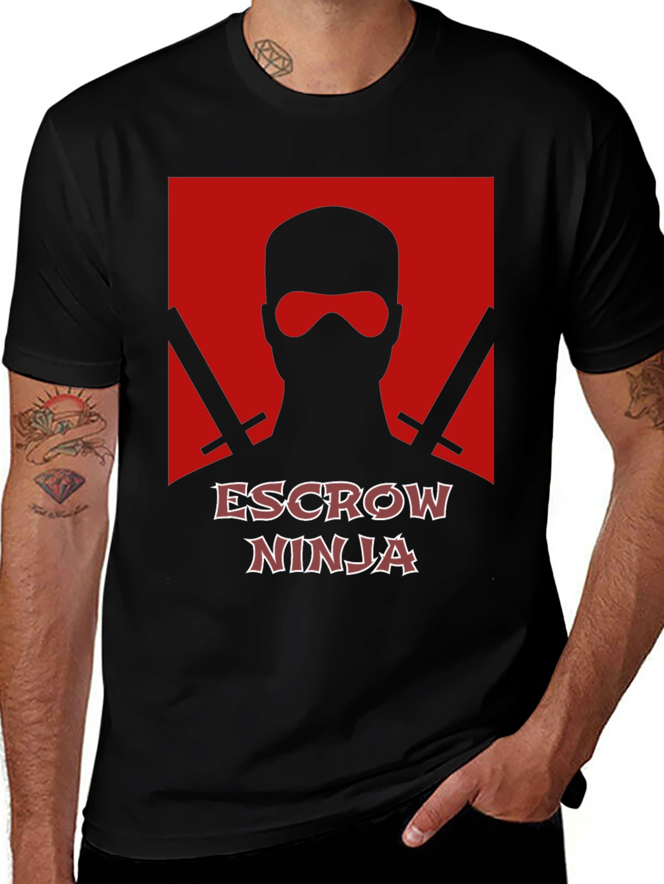 Variant 19 of Escrow Ninja T-Shirt - Black Cotton Blend
