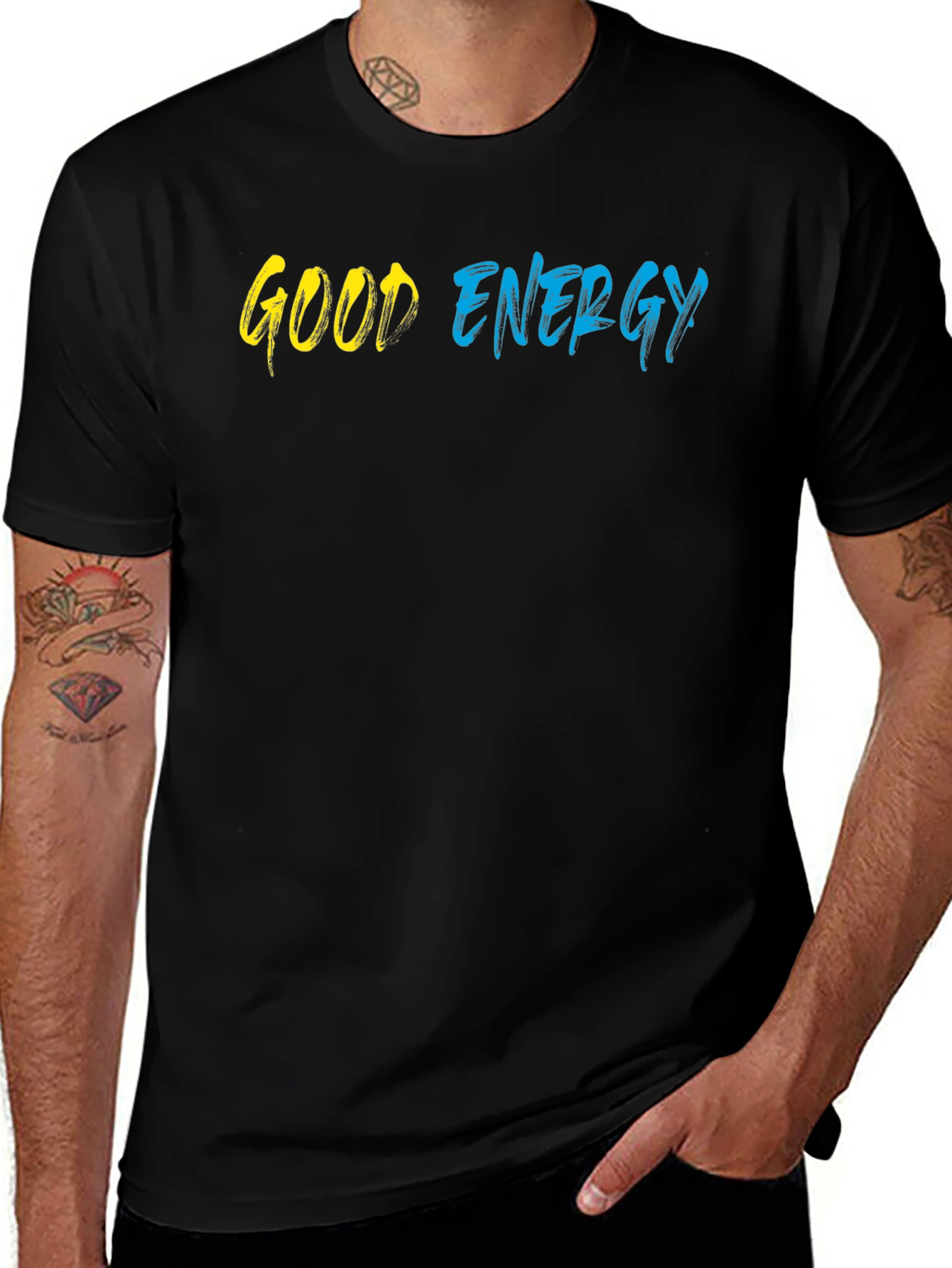 Variant 14 of Good Energy Graphic Tee - Stylish Black T-Shirt