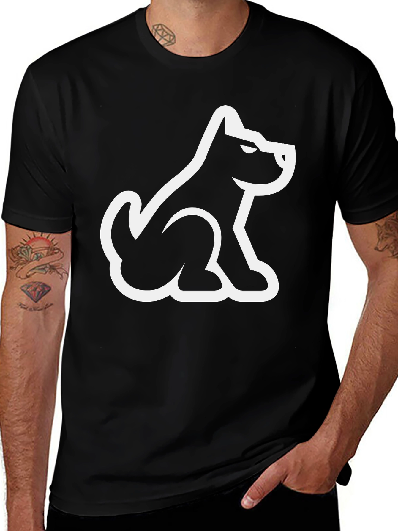 Variant 20 of Cool Dog Graphic Tee - Black Casual T-Shirt