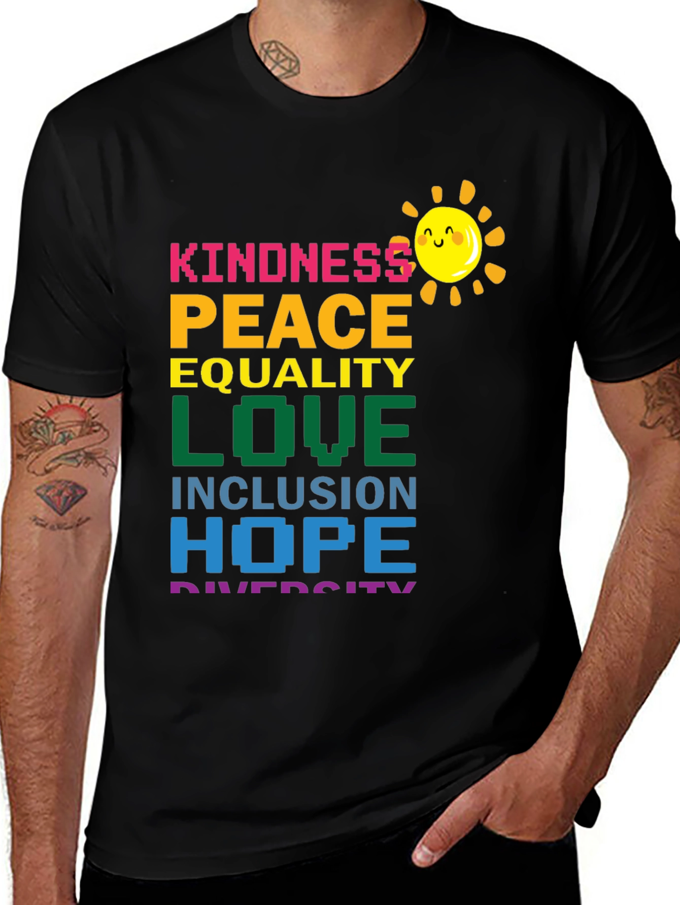 Variant 23 of Kindness Peace Love Graphic T-Shirt