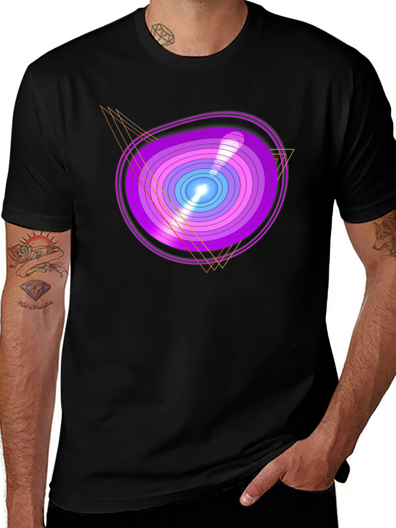 Variant 21 of Geometric Oval Graphic Print Black T-Shirt
