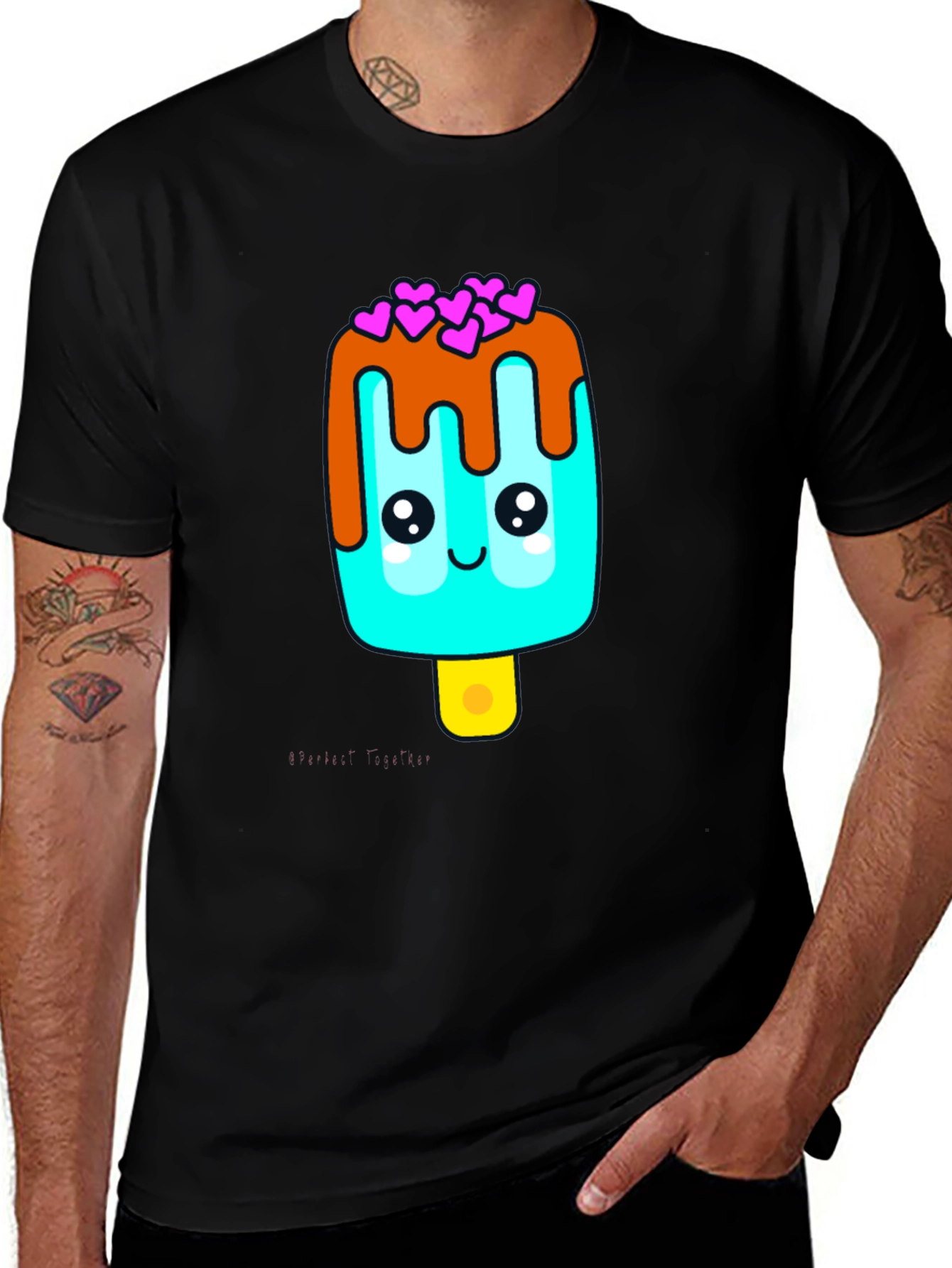 Variant 12 of Kawaii Popsicle Graphic Tee - Unisex Black T-Shirt