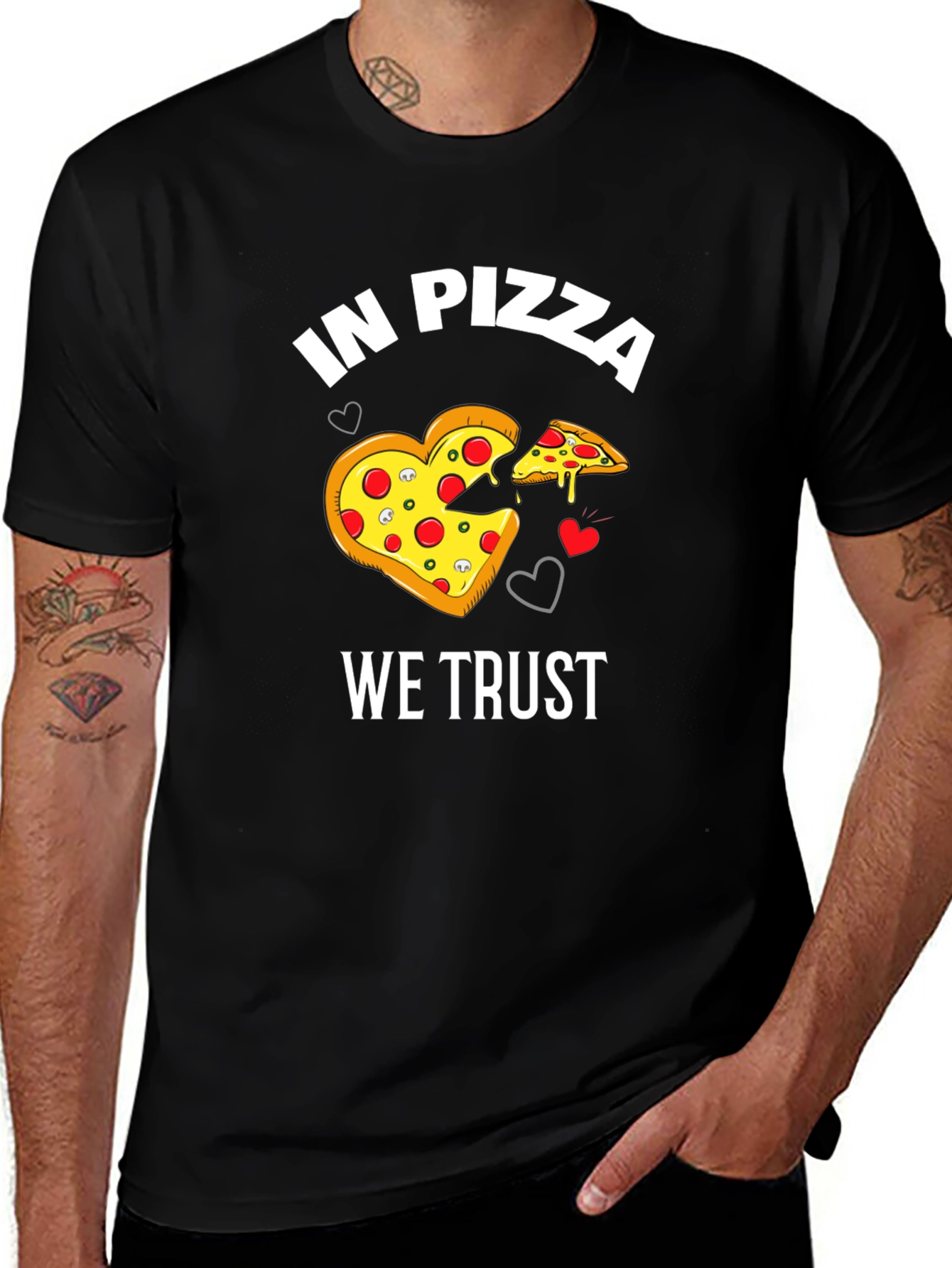 Variant 19 of In Pizza We Trust Funny Graphic T-Shirt
