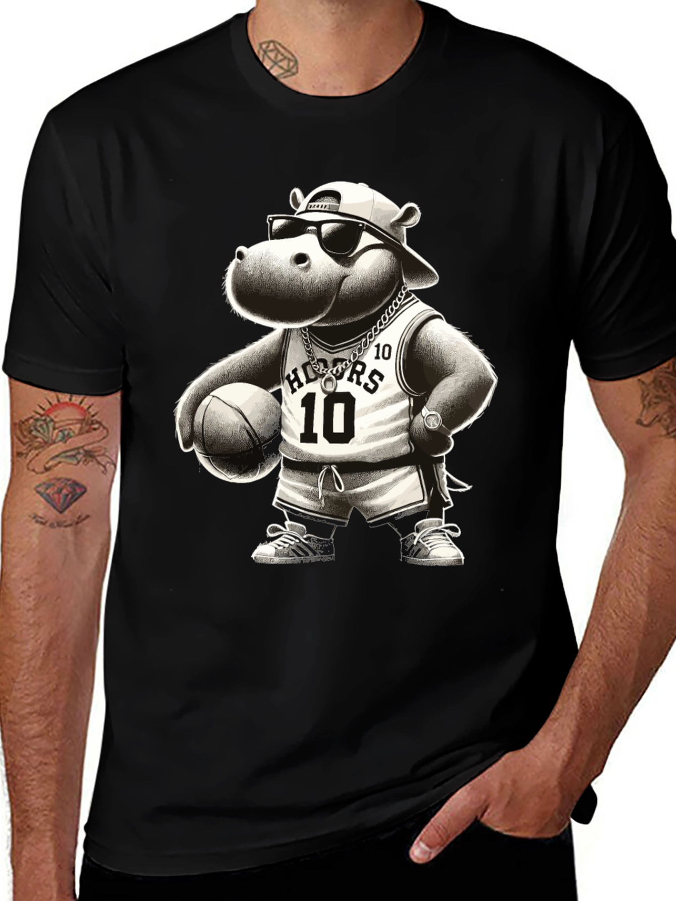 Cool Hippo Basketball T-Shirt