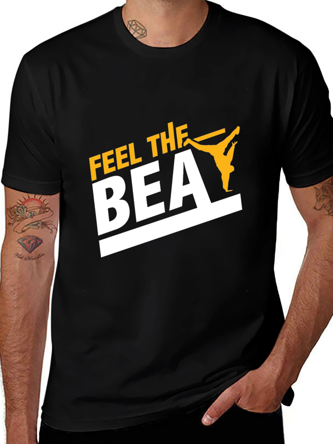 Feel the Beat Black T-Shirt - Street Dance Design