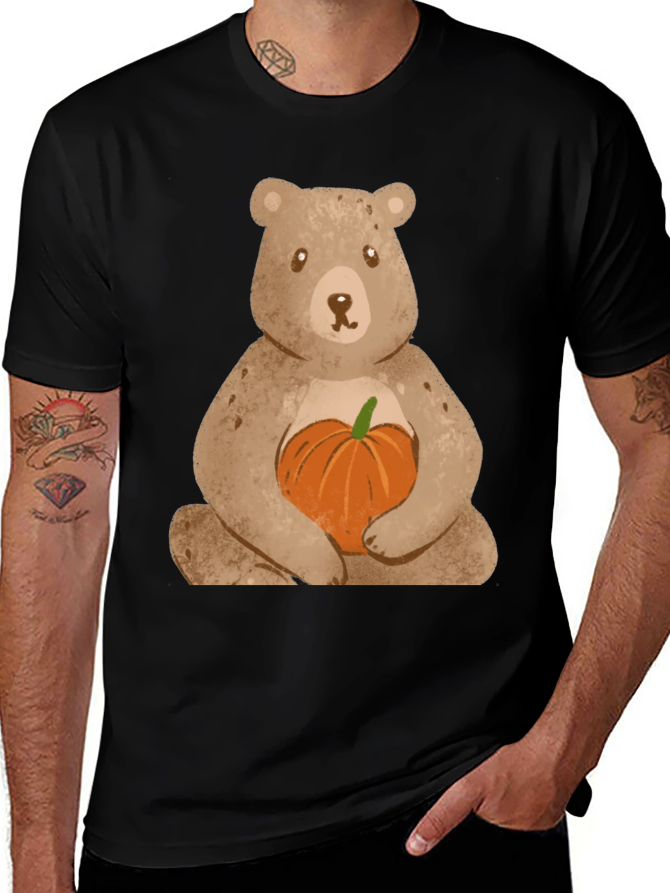 Variant 20 of Bear Hugging Pumpkin T-Shirt - Cute Fall Apparel