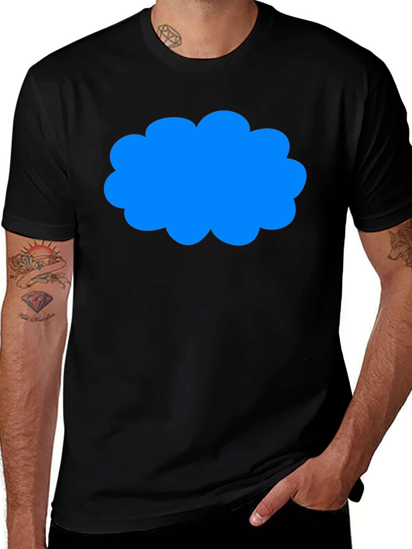 Variant 18 of Blue Cloud Graphic Black T-Shirt