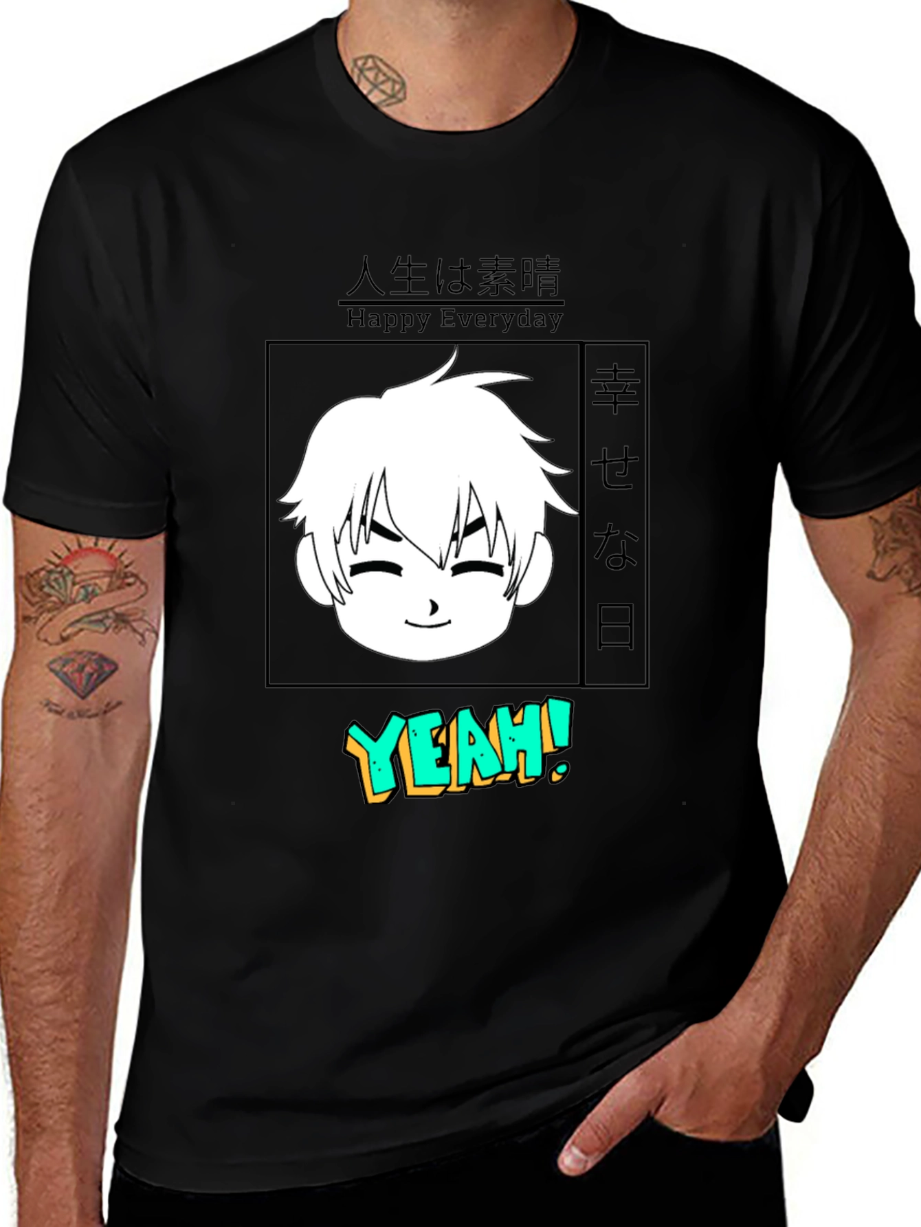 Variant 7 of Anime Style Graphic Print Tee - Happy Everyday