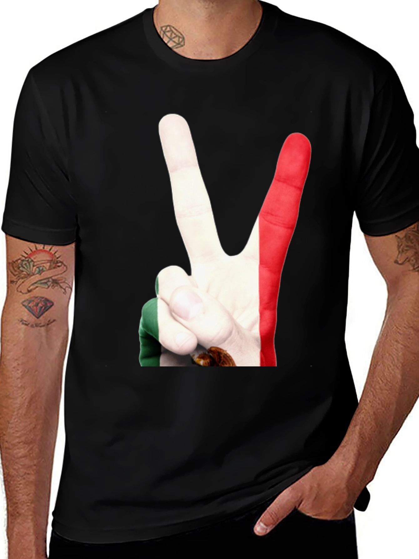 Variant 2 of Mexico Peace Sign Black Graphic Tee