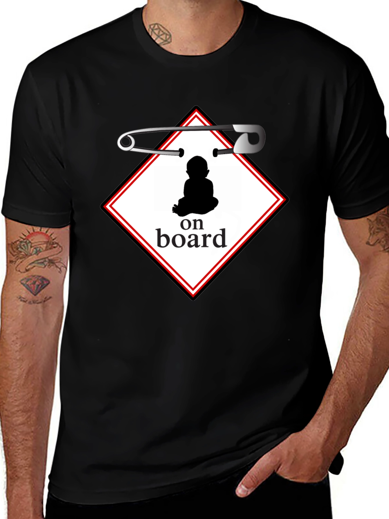 Baby On Board Graphic Tee - Black Cotton Shirt