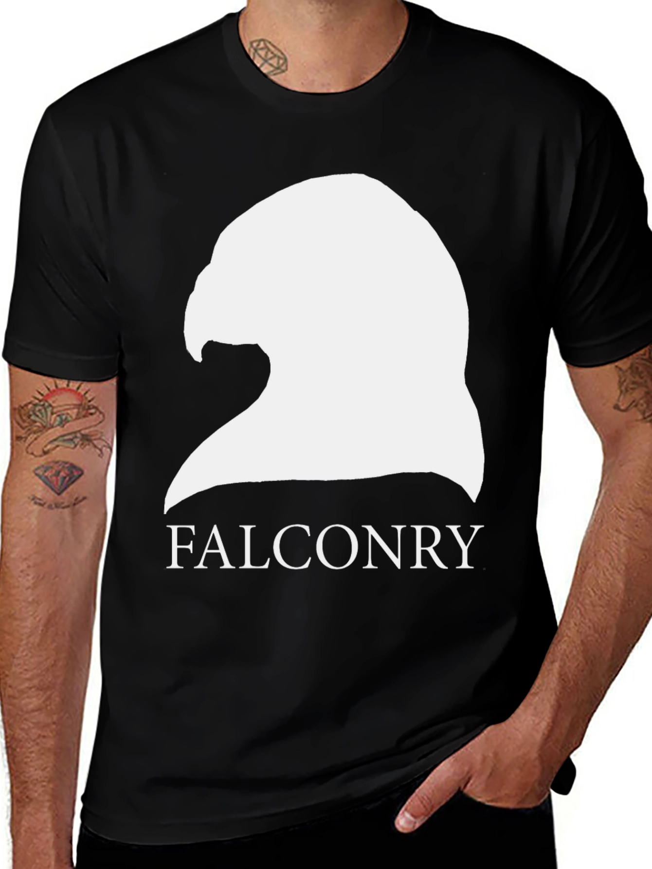 Variant 19 of Falconry Graphic Tee - Bird Lover's Black T-Shirt