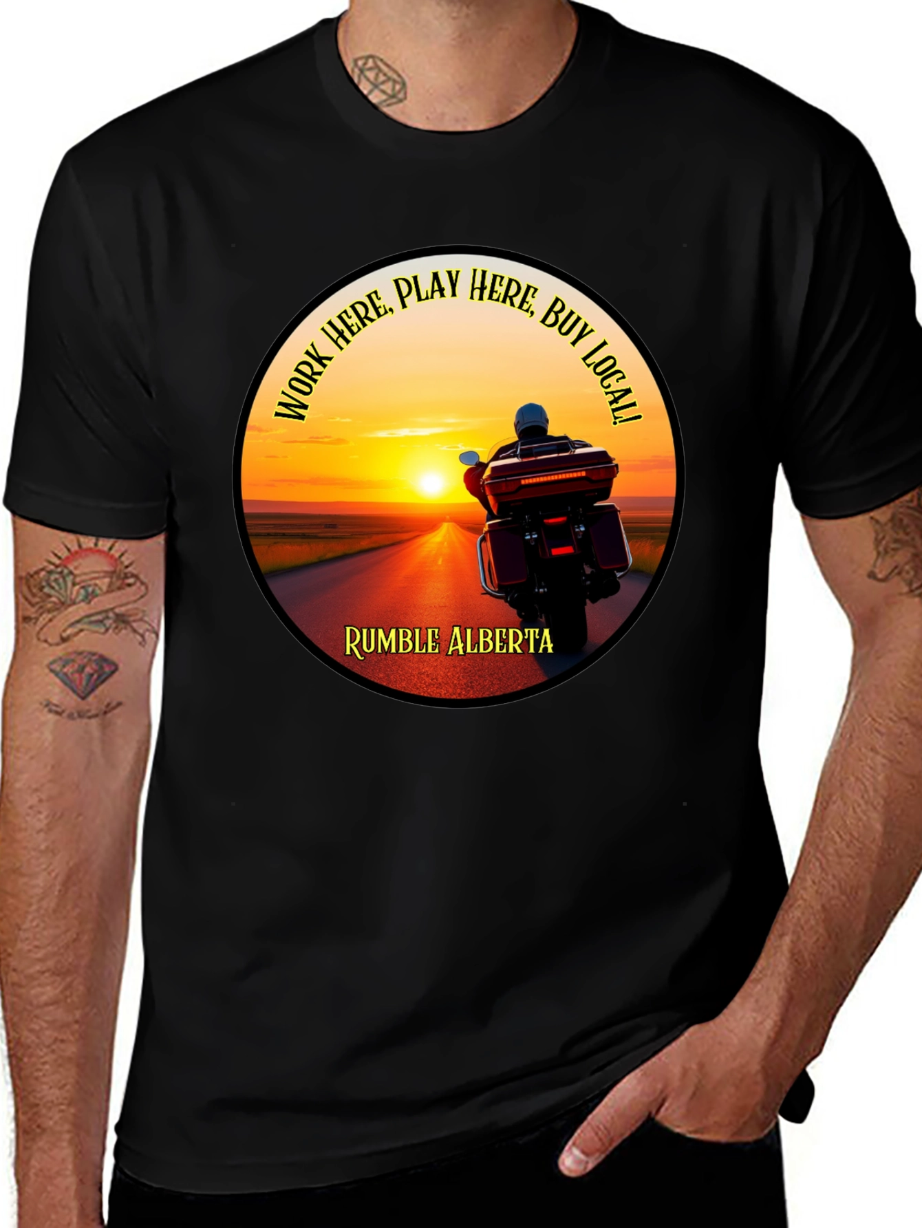 Variant 4 of Rumble Alberta Biker Sunset Graphic T-Shirt
