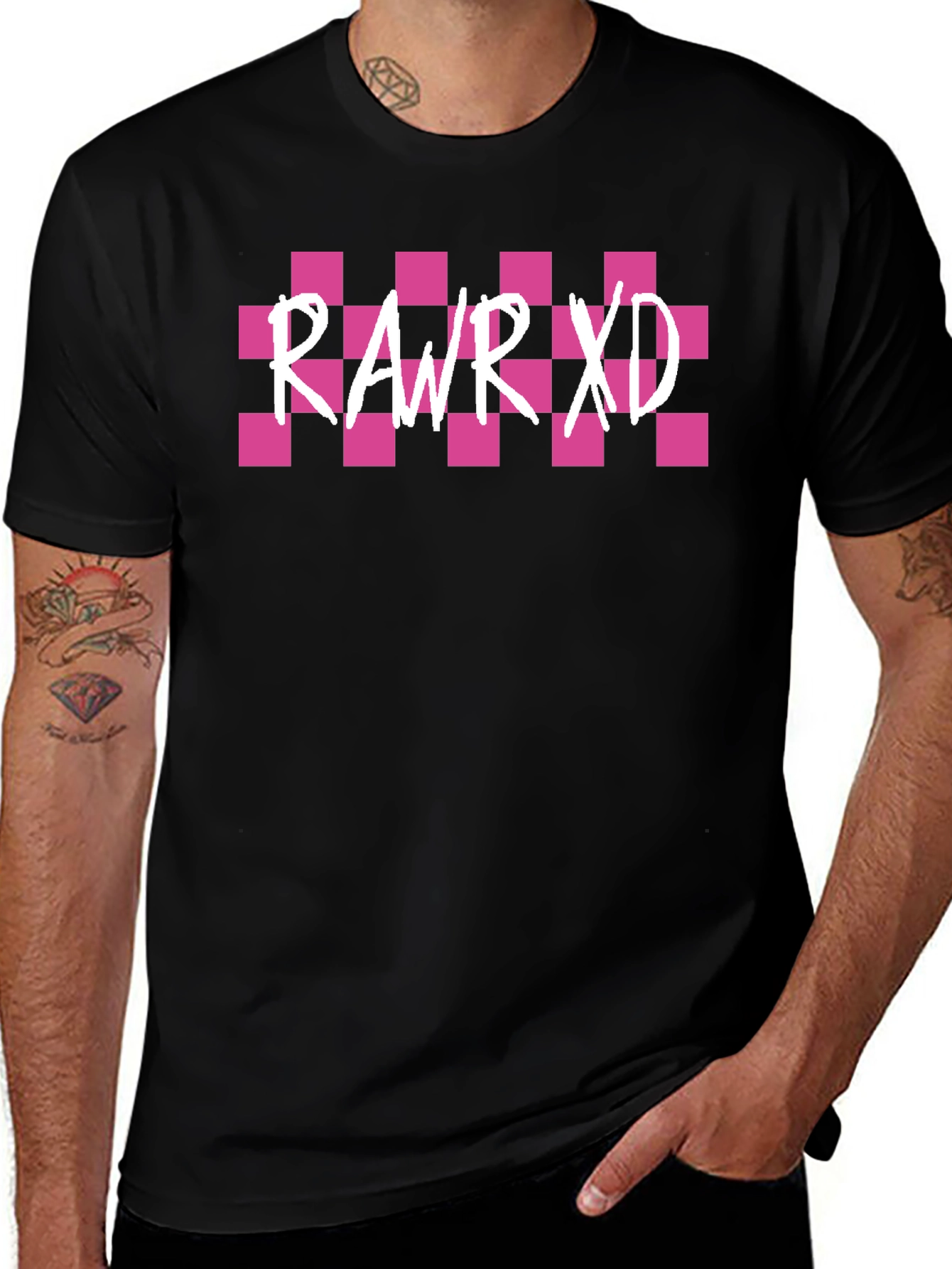 RAWR XD Checkered Graphic Tee - Black