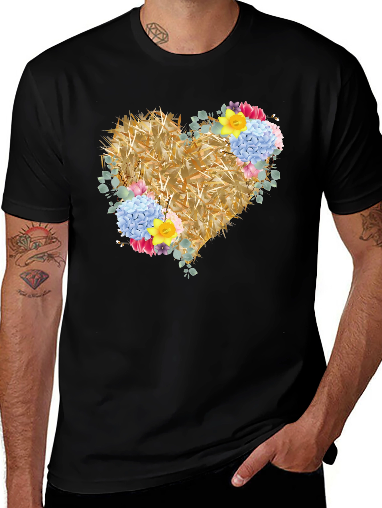 Variant 10 of Floral Heart Graphic Tee - Unique Design