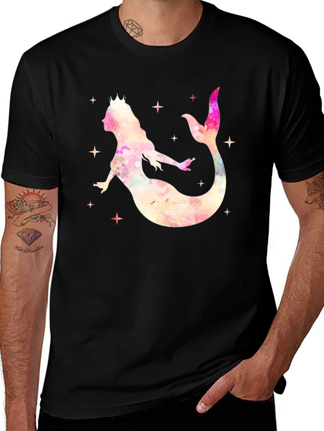 Variant 25 of Mermaid Silhouette T-Shirt - Magical Watercolor Design