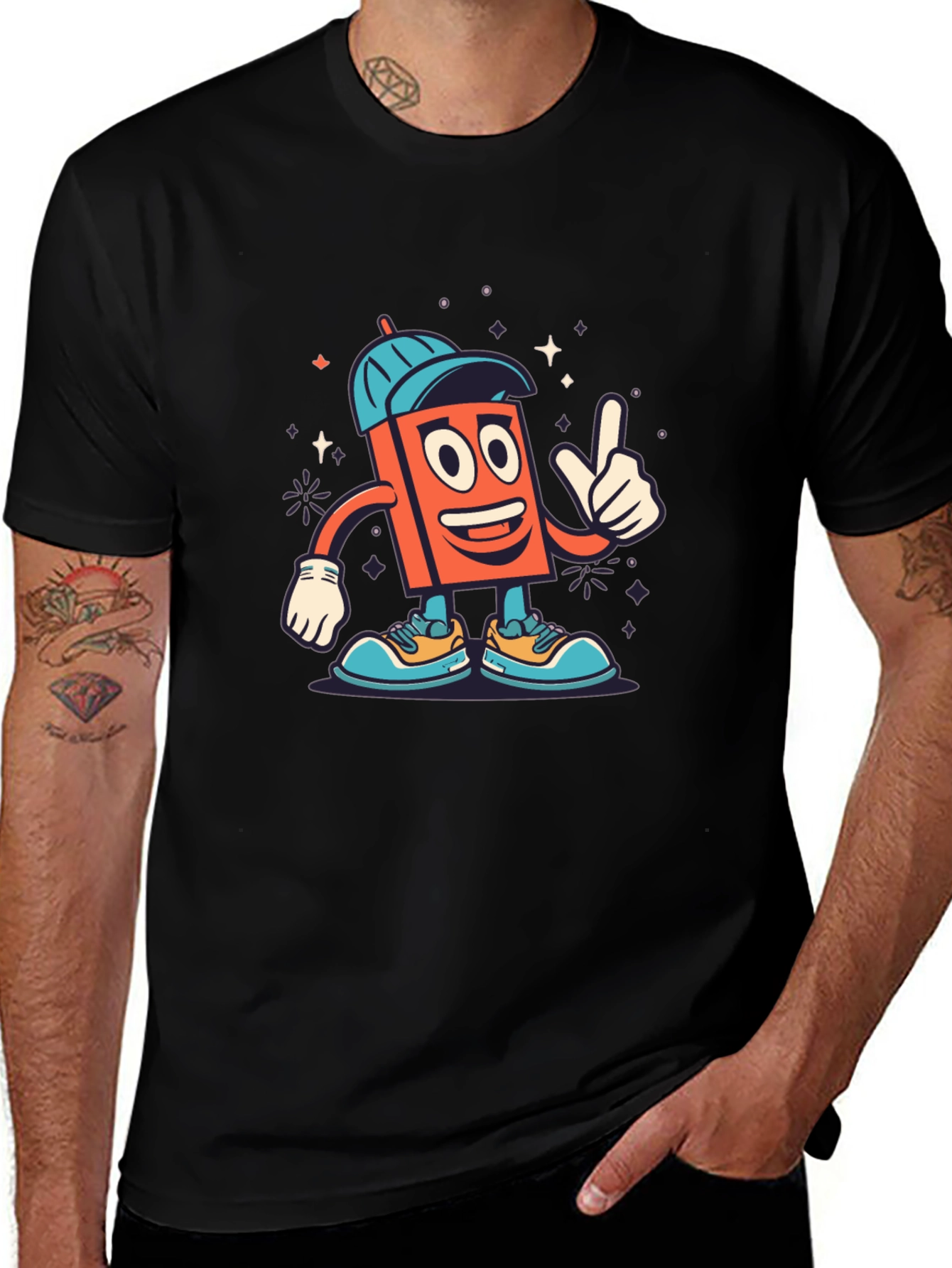 Variant 8 of Cartoon Character Black T-Shirt