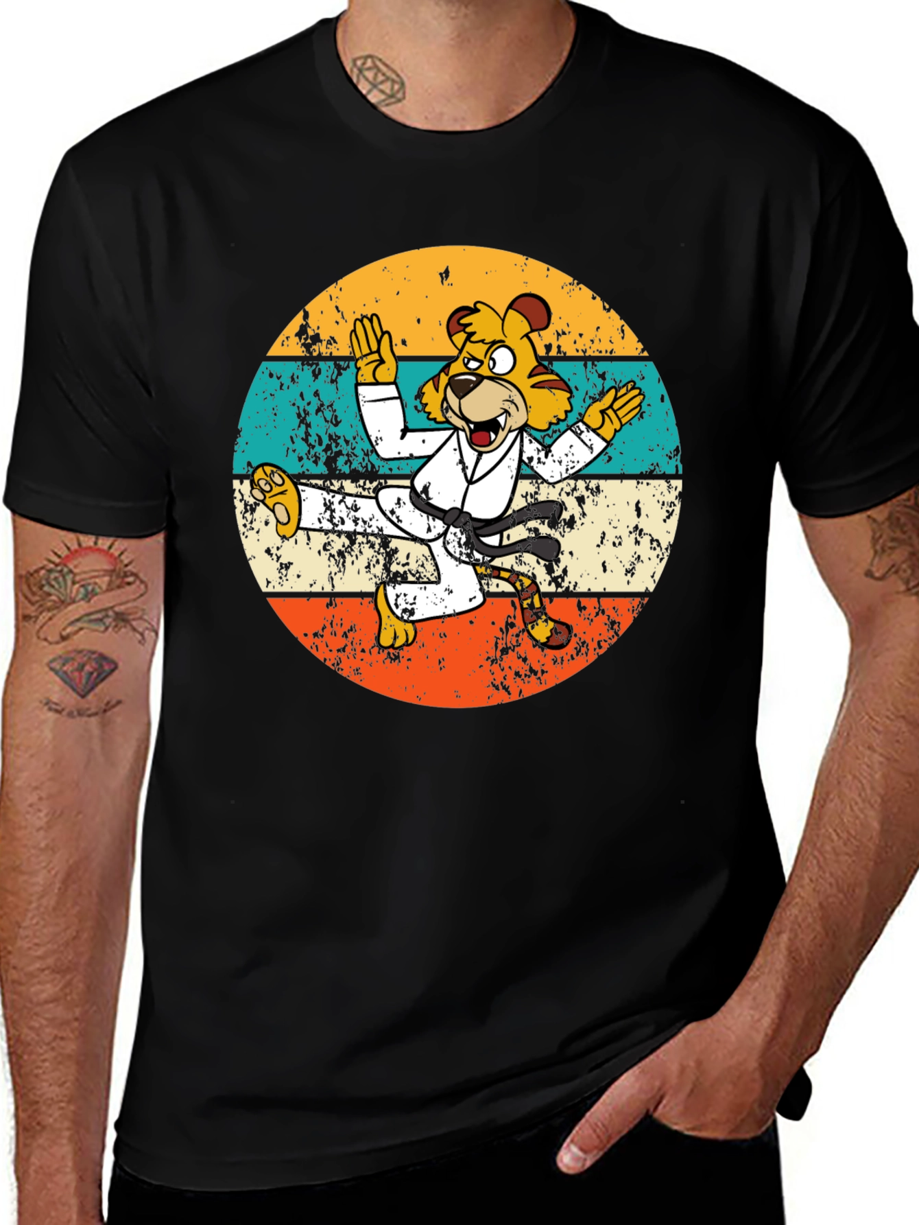 Variant 28 of Retro Karate Tiger Graphic T-Shirt
