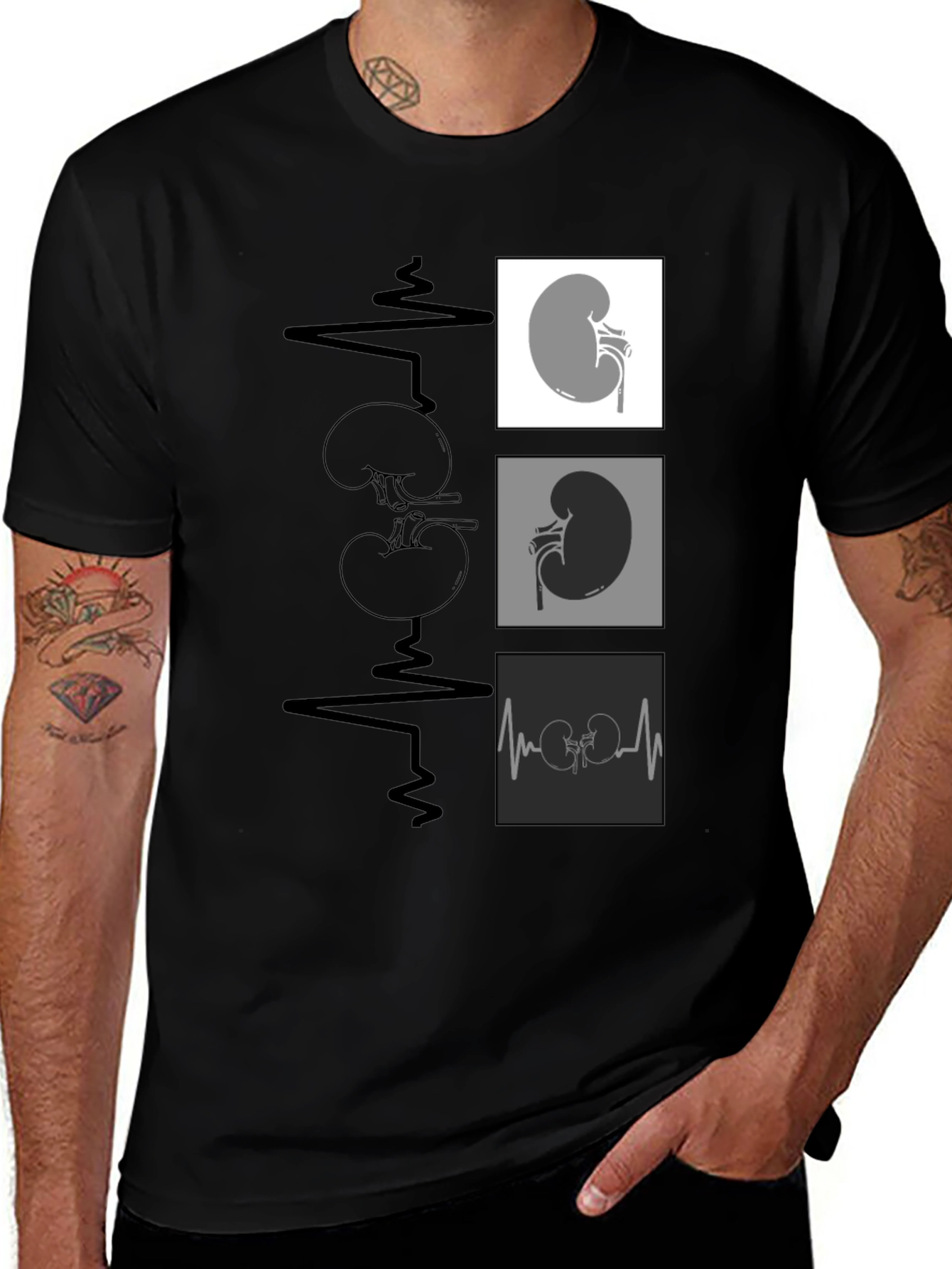 Variant 26 of Kidney Graphic Black Tee - Medical Anatomy T-Shirt