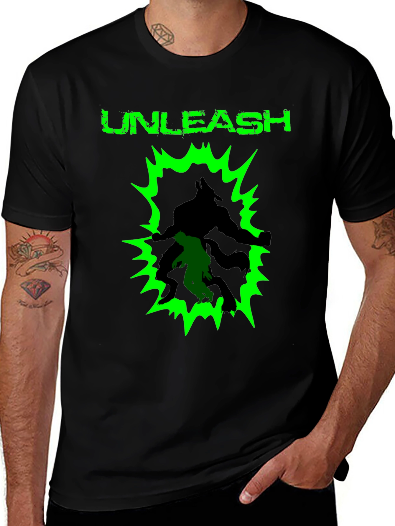 Variant 10 of Unleash Graphic Print Black Cotton T-Shirt