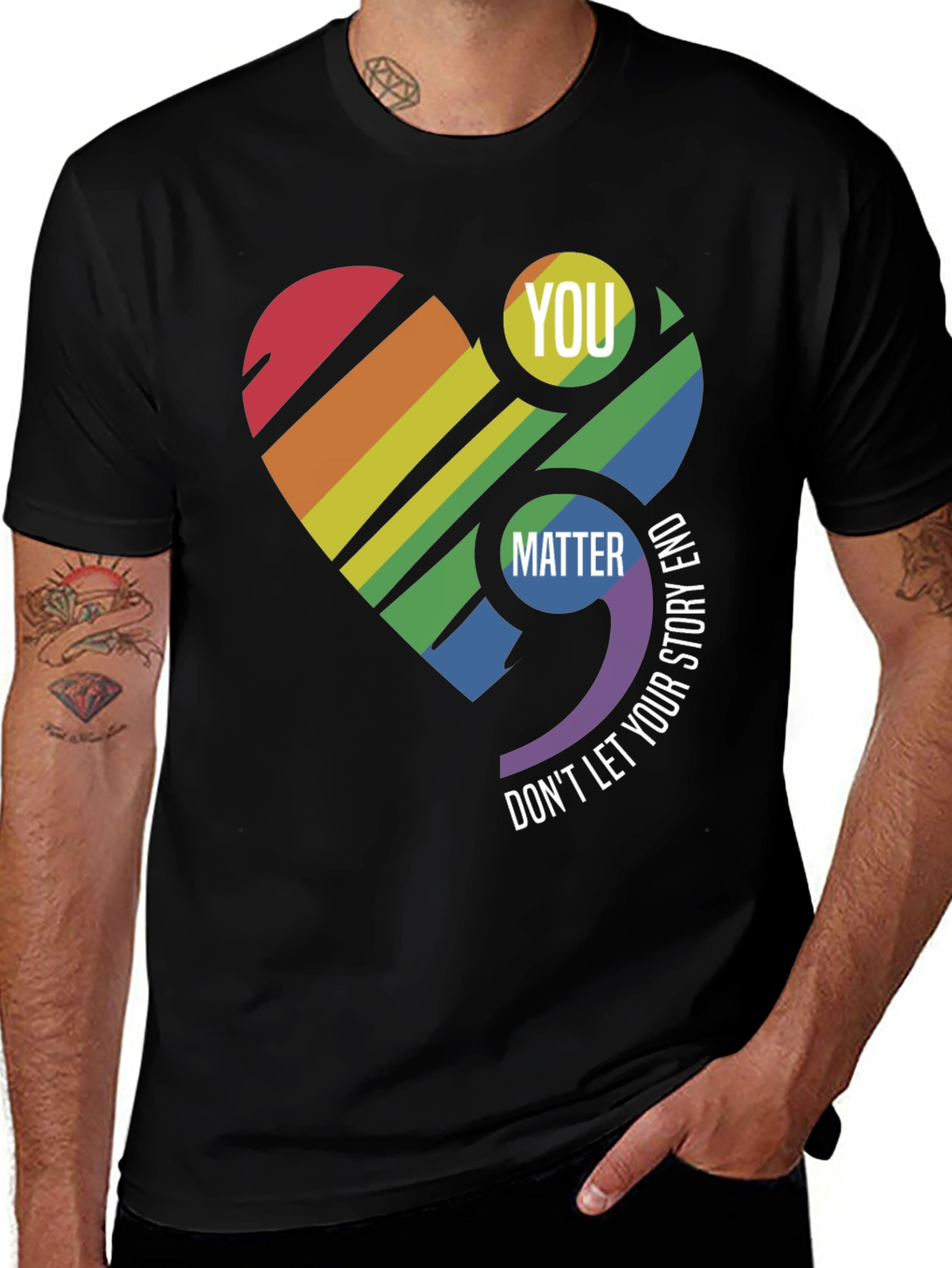 Variant 28 of You Matter Rainbow Heart Semicolon T-Shirt