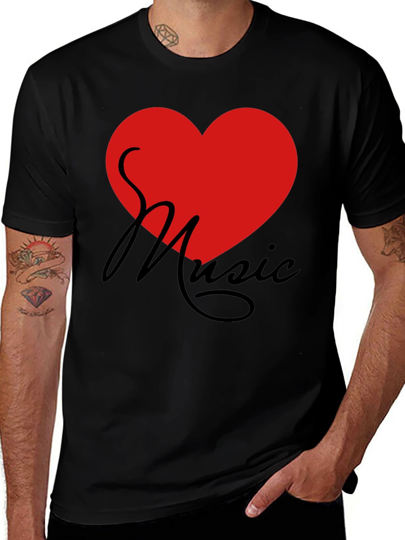 Variant 18 of Love Music T-Shirt - Graphic Print Heart Tee