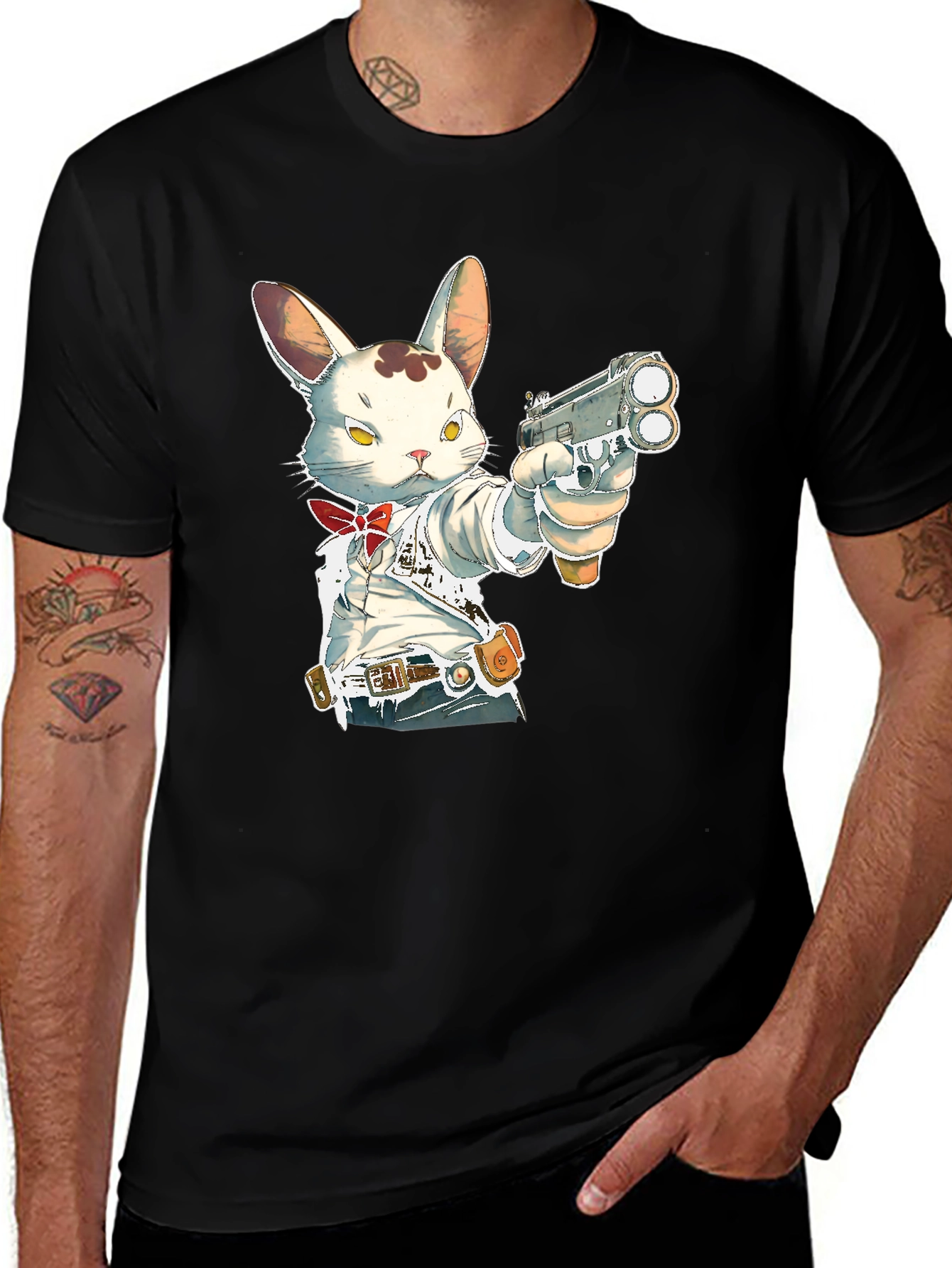 Variant 14 of Gun-Toting Bunny T-Shirt - Cool Graphic Tee