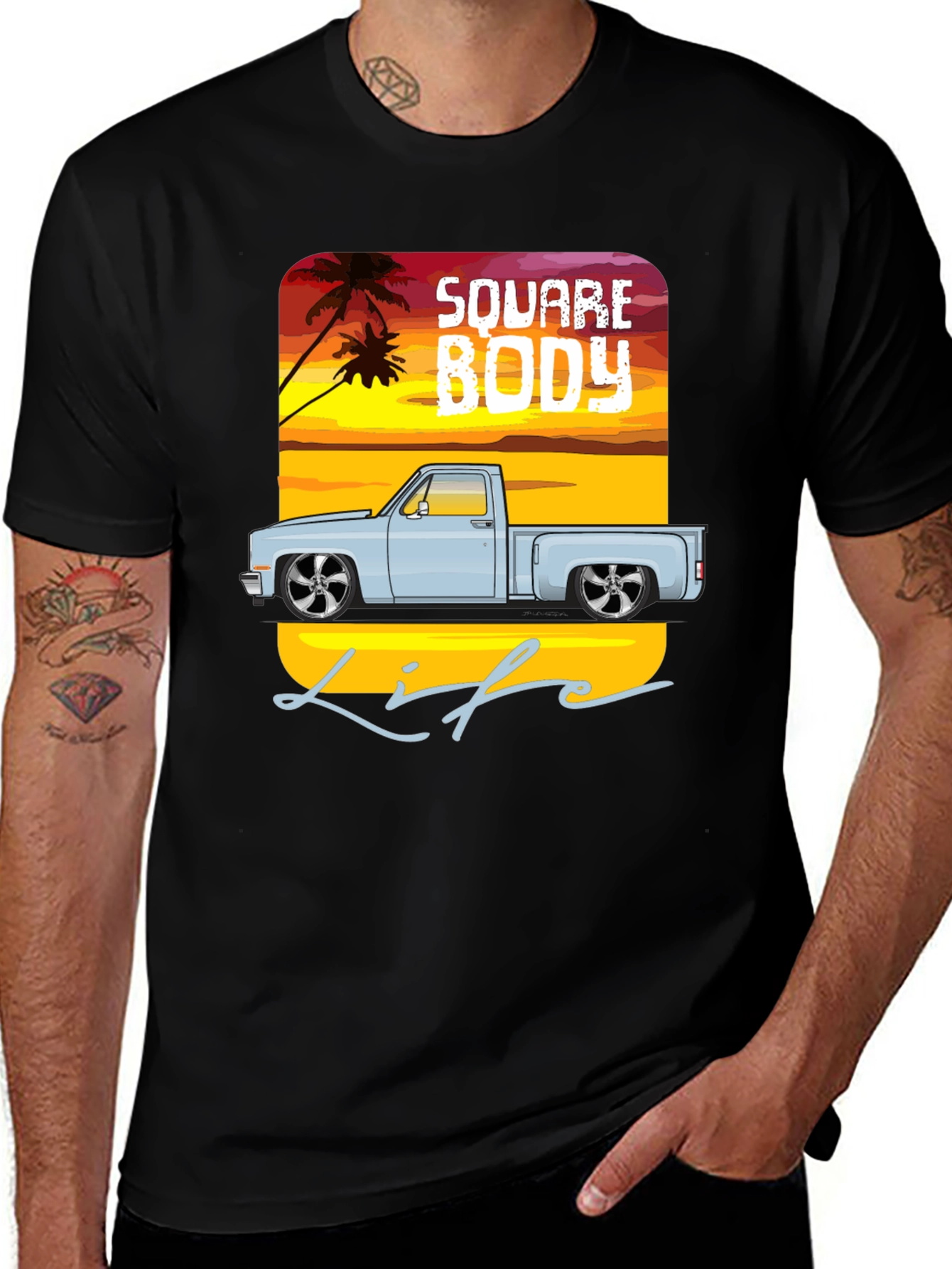 Variant 5 of Square Body Life T-Shirt - Truck Graphic Tee