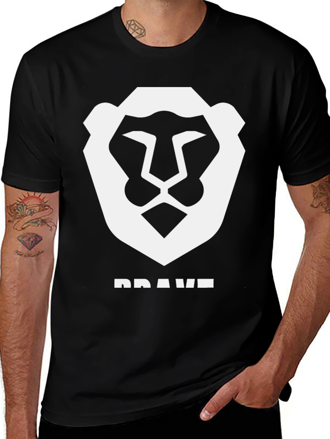 Brave Browser Lion Logo Black T-Shirt