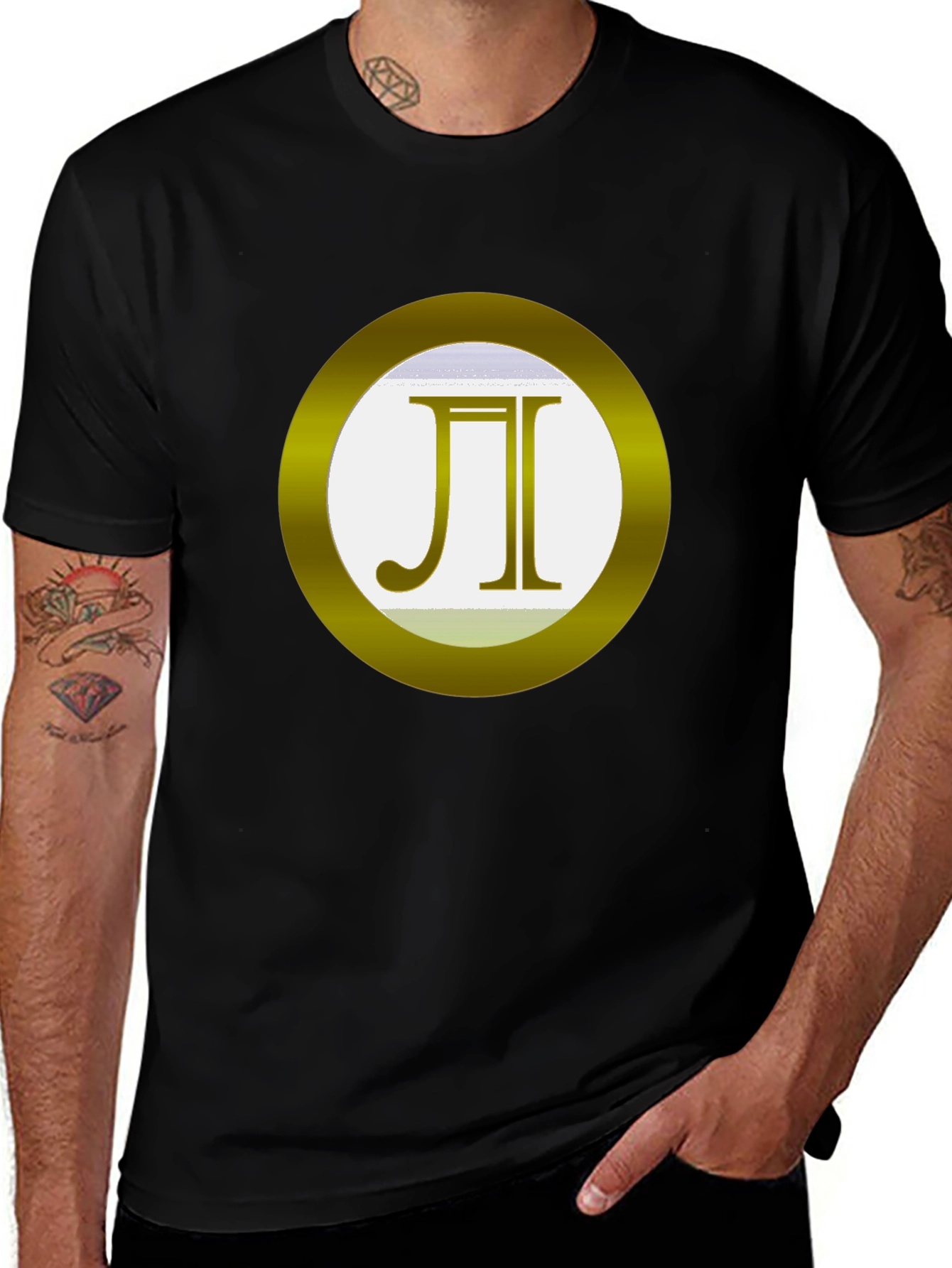 Variant 14 of Black Tee with Golden Circle Logo