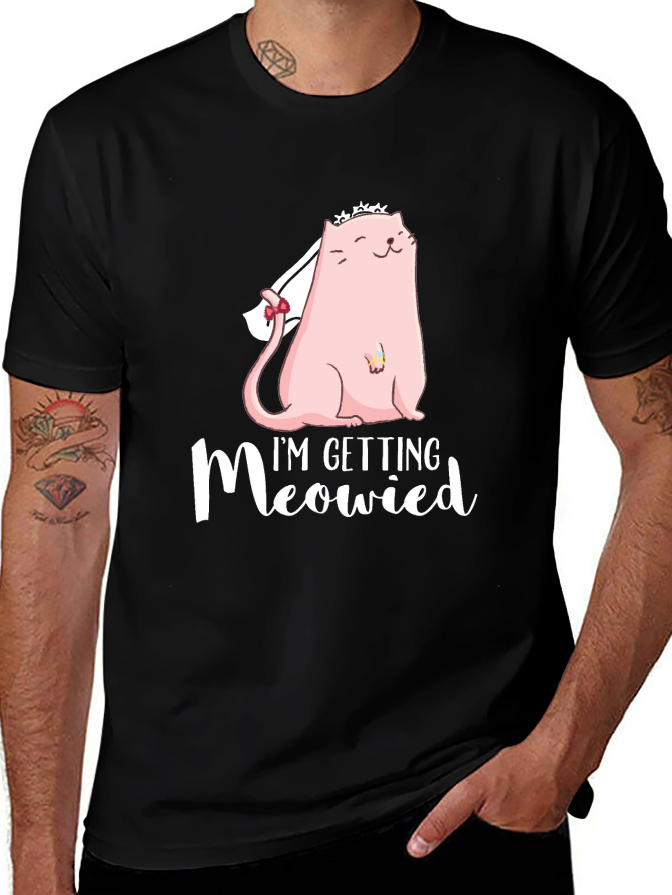 Variant 11 of I'm Getting Meowied Tee - Bride Cat