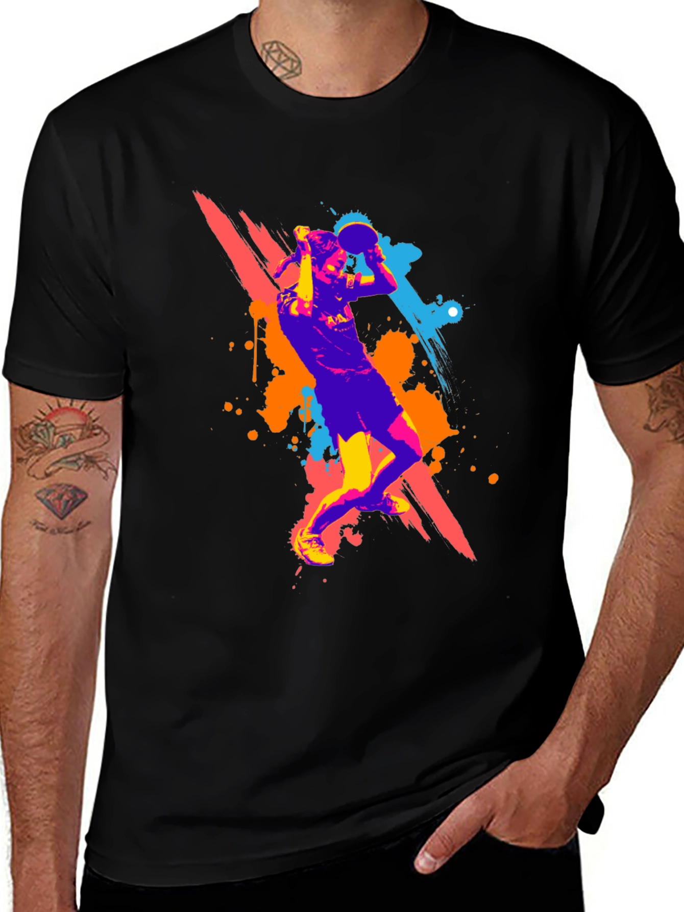 Variant 21 of Abstract Table Tennis Player Graphic T-Shirt