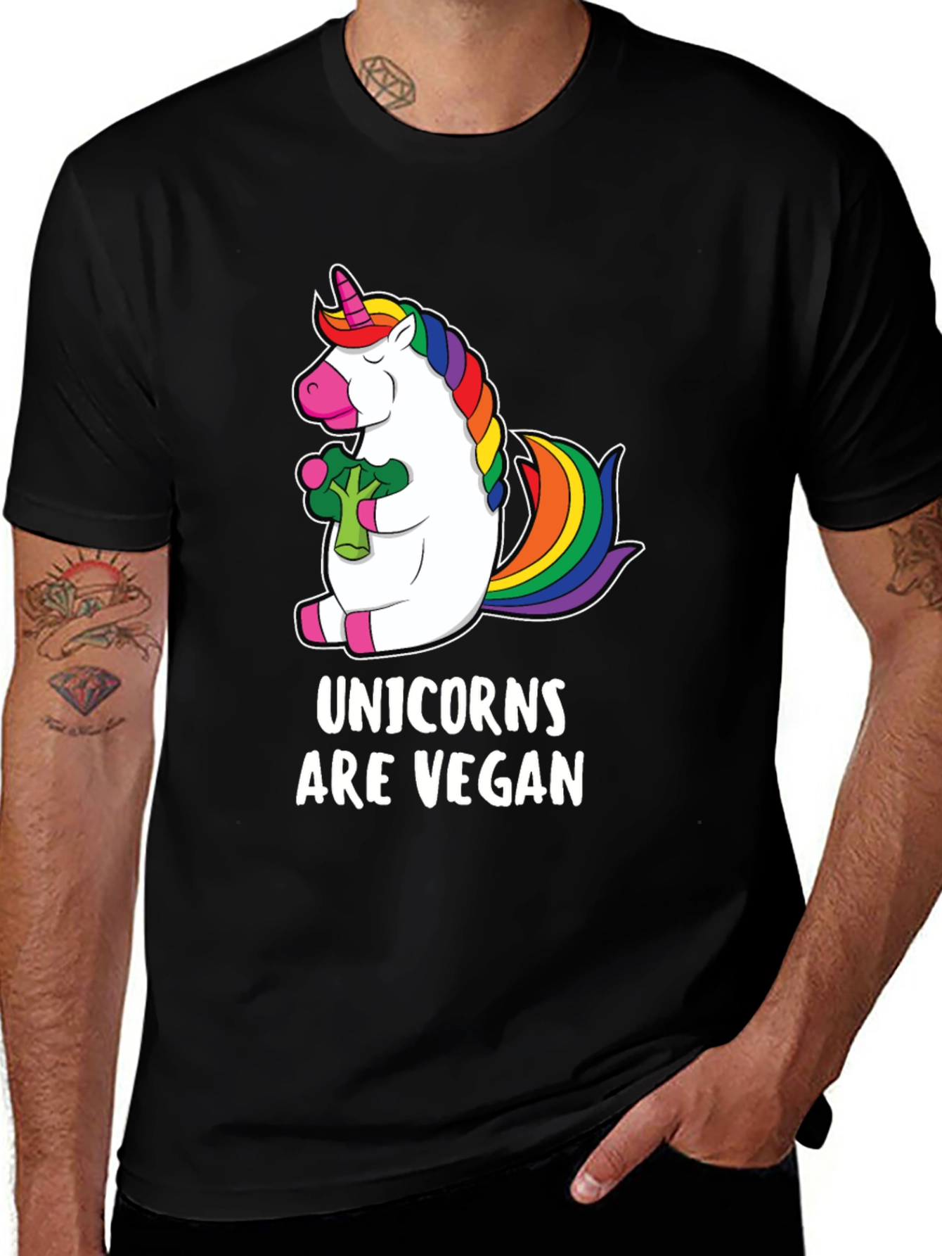 Variant 2 of Unicorns Are Vegan T-Shirt - Black
