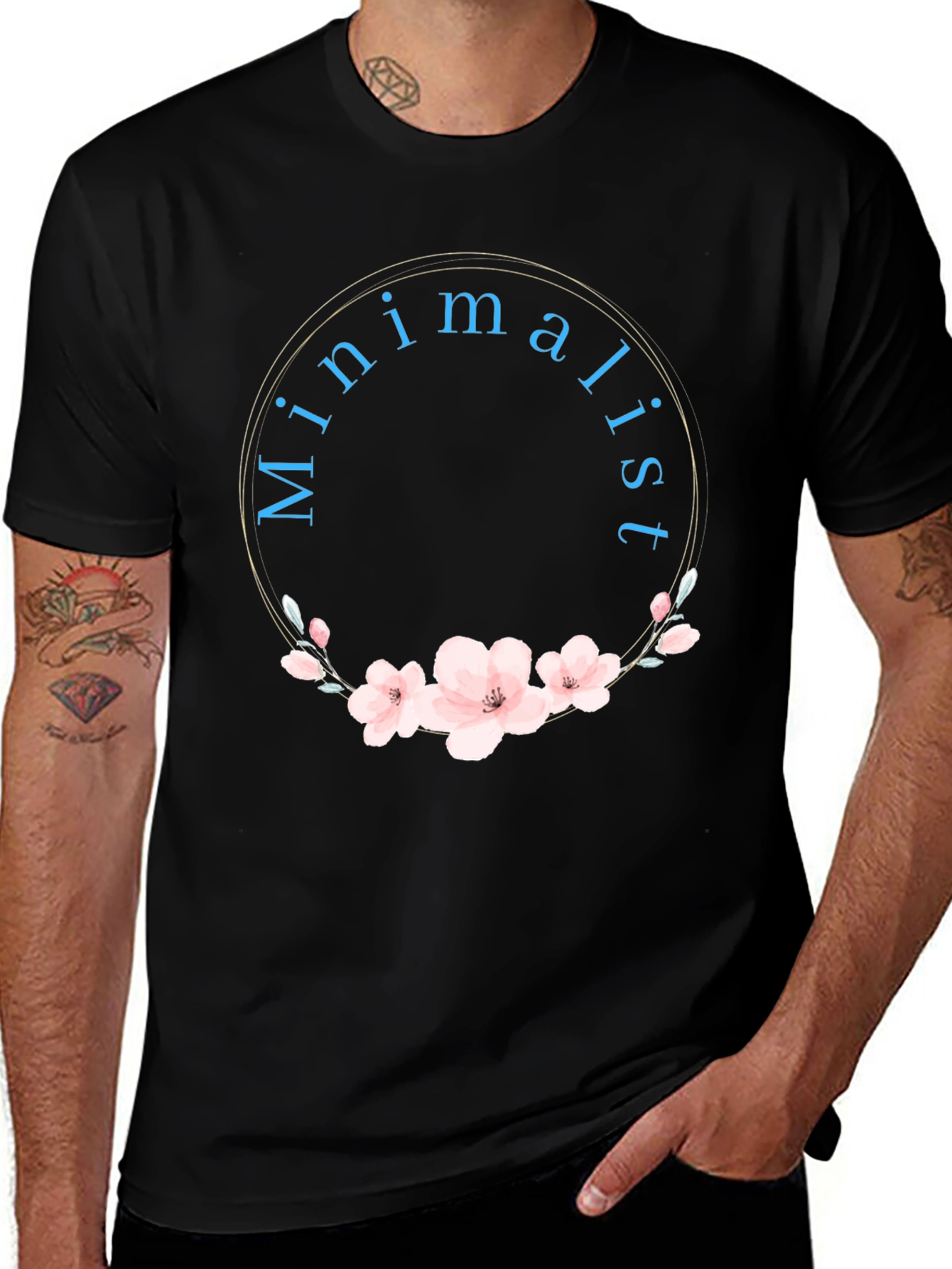 Variant 15 of Minimalist Floral Graphic Black T-Shirt