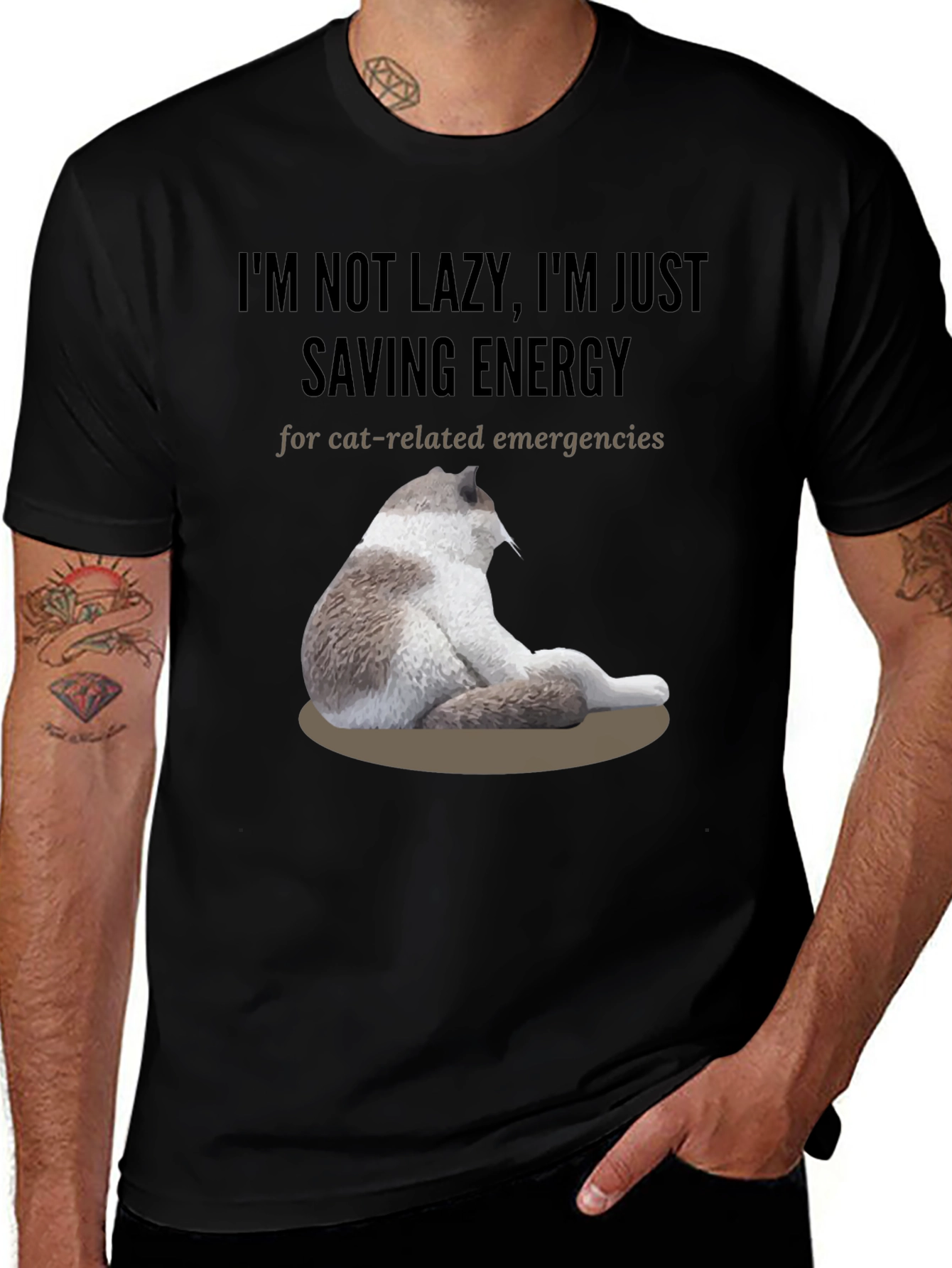 Variant 15 of Funny Cat Lover T-Shirt - I'm Not Lazy Saving Energy