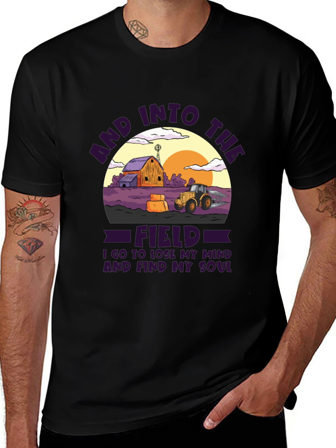 Variant 23 of Farm Field Soul T-Shirt - Tractor & Barn Graphic Tee
