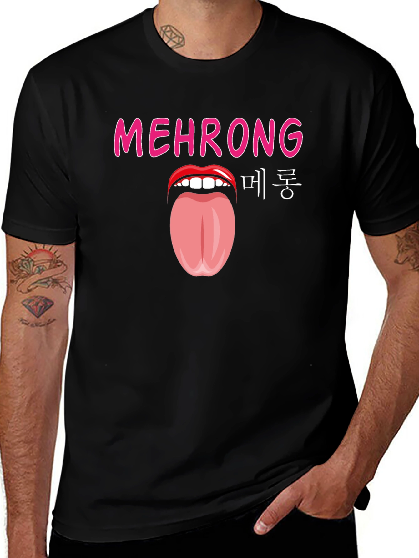 Variant 17 of Mehrong Tongue Graphic T-Shirt - Black