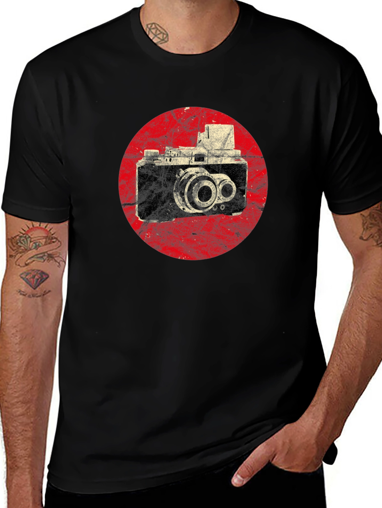 Variant 13 of Retro Camera Graphic T-Shirt - Black