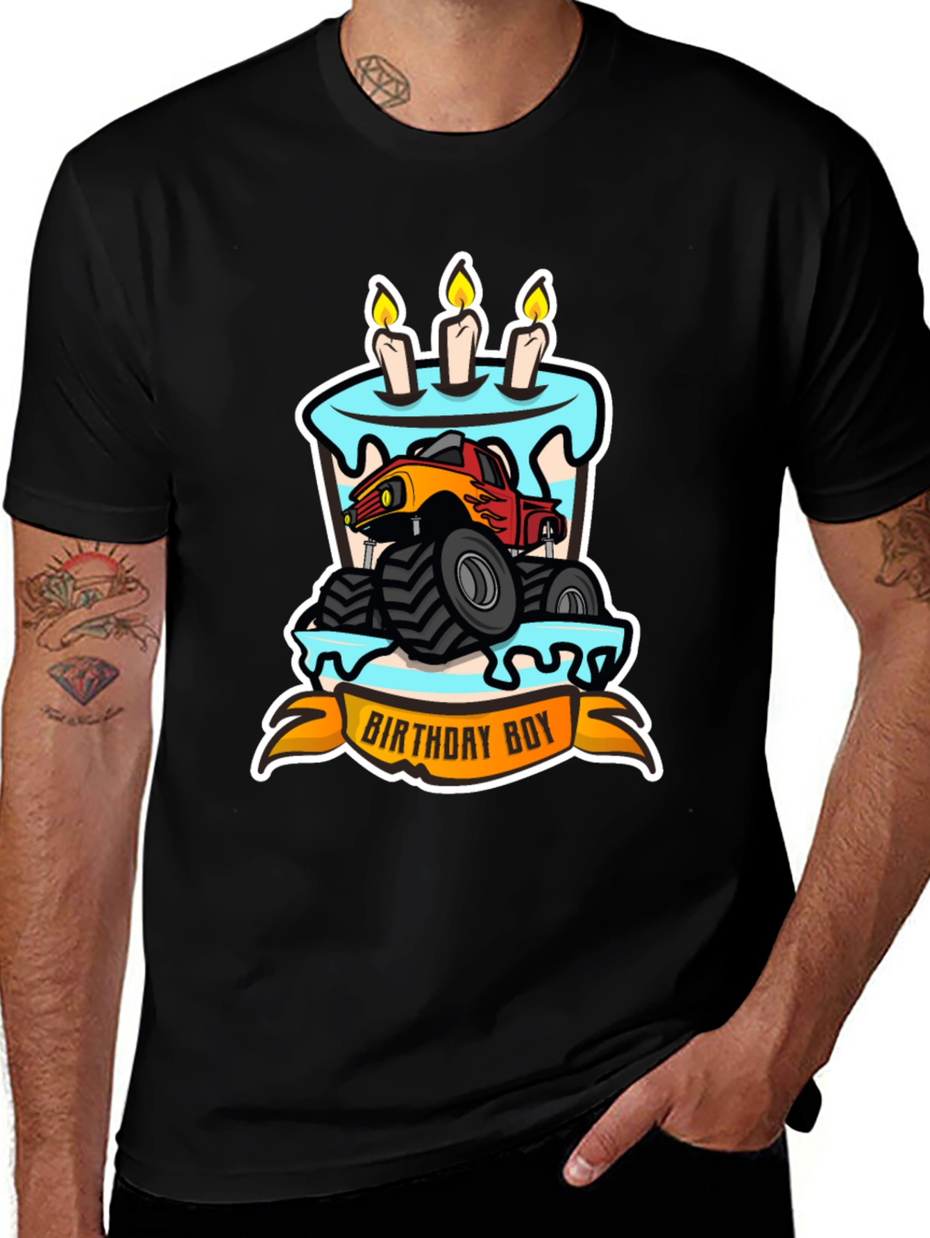 Black Birthday Boy Monster Truck T-Shirt main image