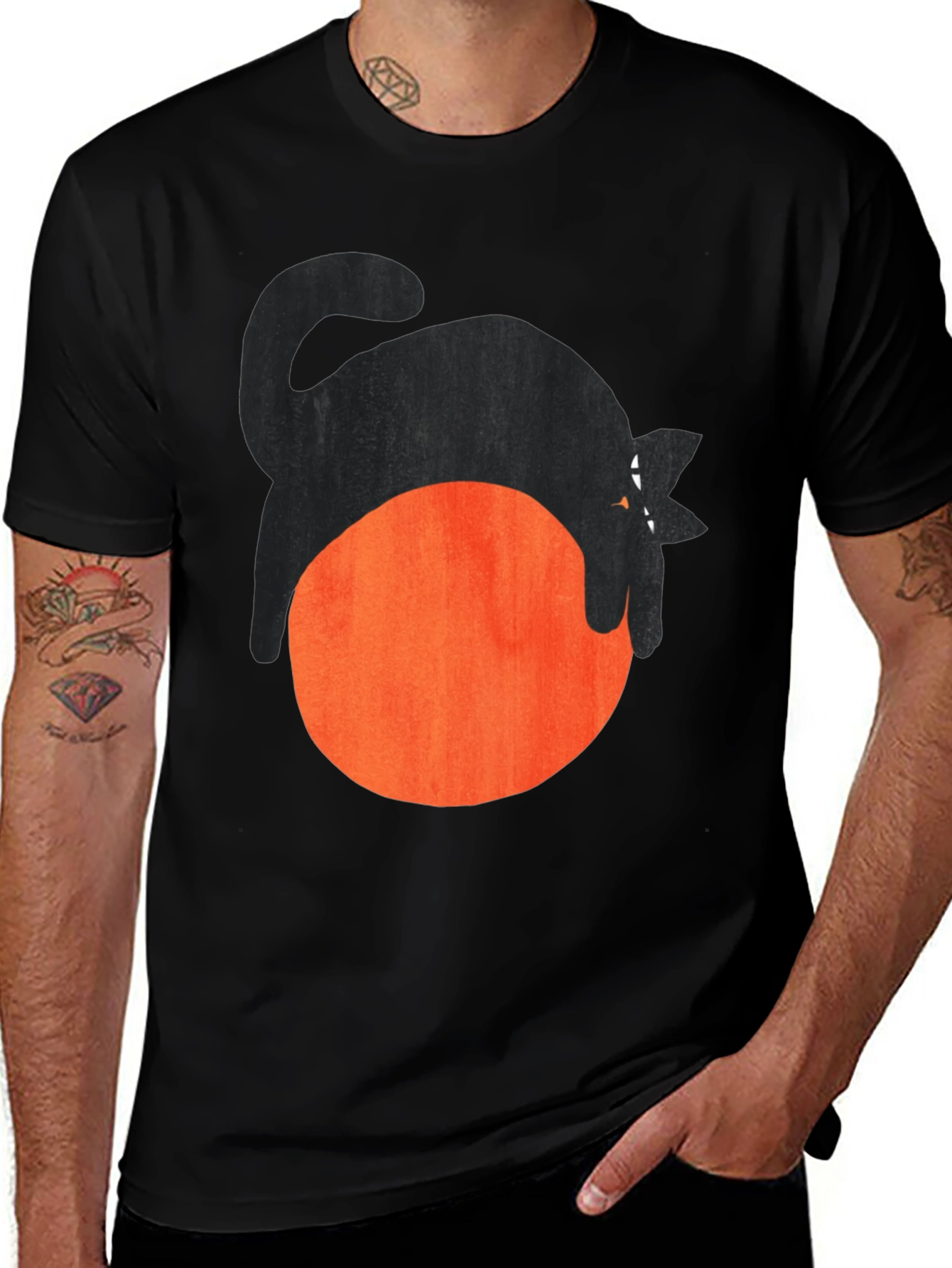 Variant 2 of Black Cat & Orange Ball Graphic Tee