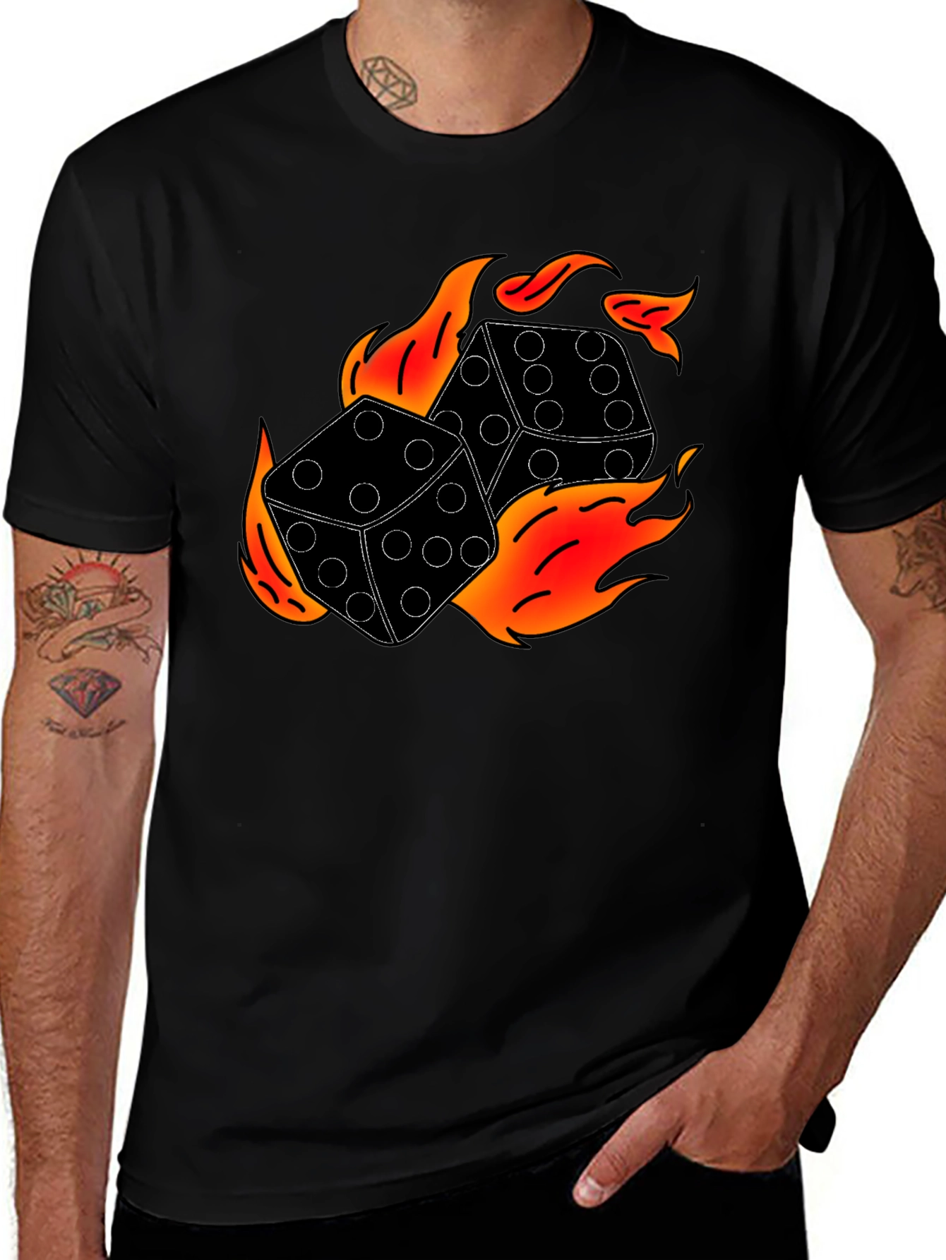 Variant 22 of Dice Flames Graphic T-Shirt - Lucky Roll