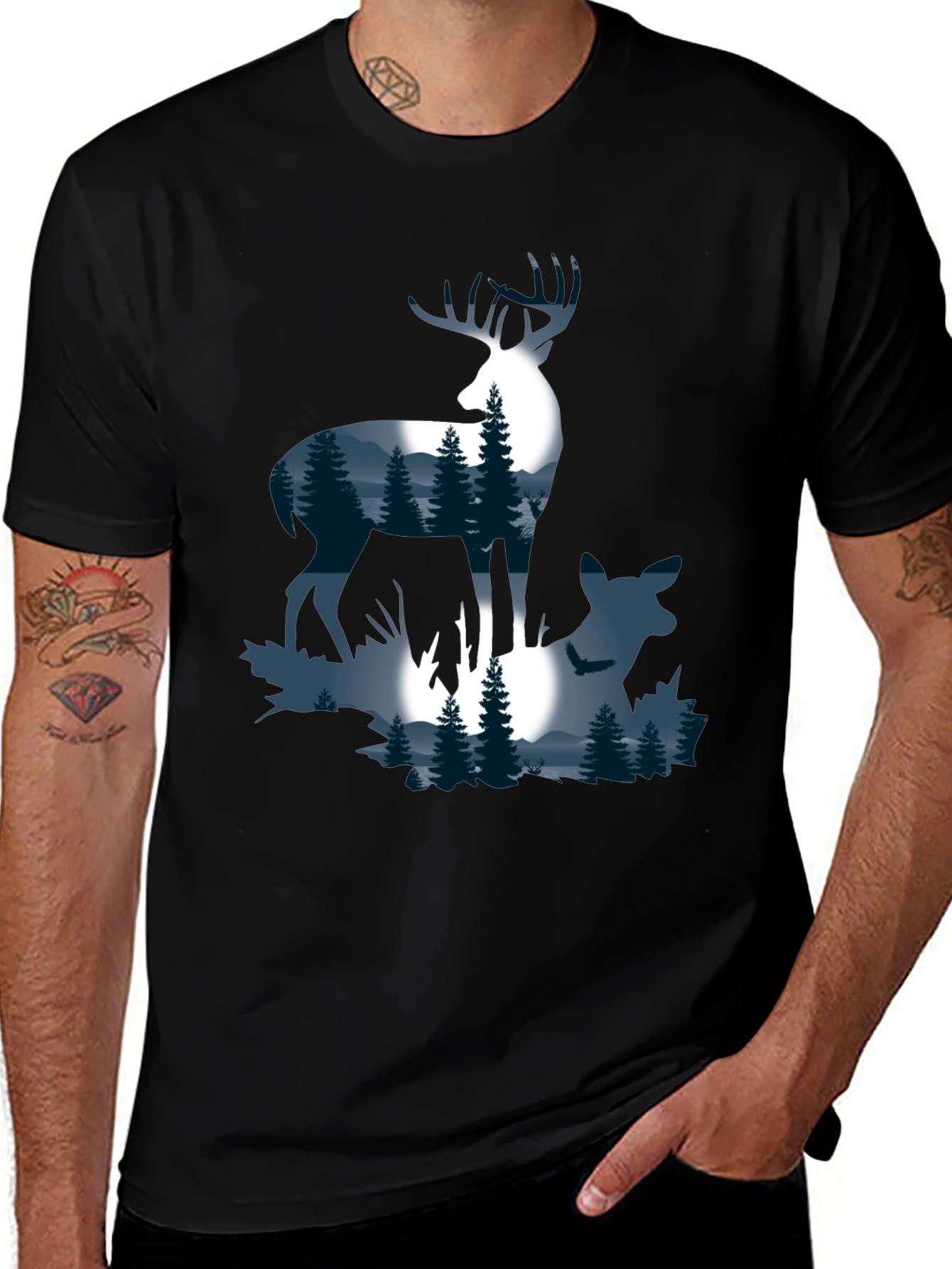 Variant 11 of Deer Silhouette Graphic T-Shirt