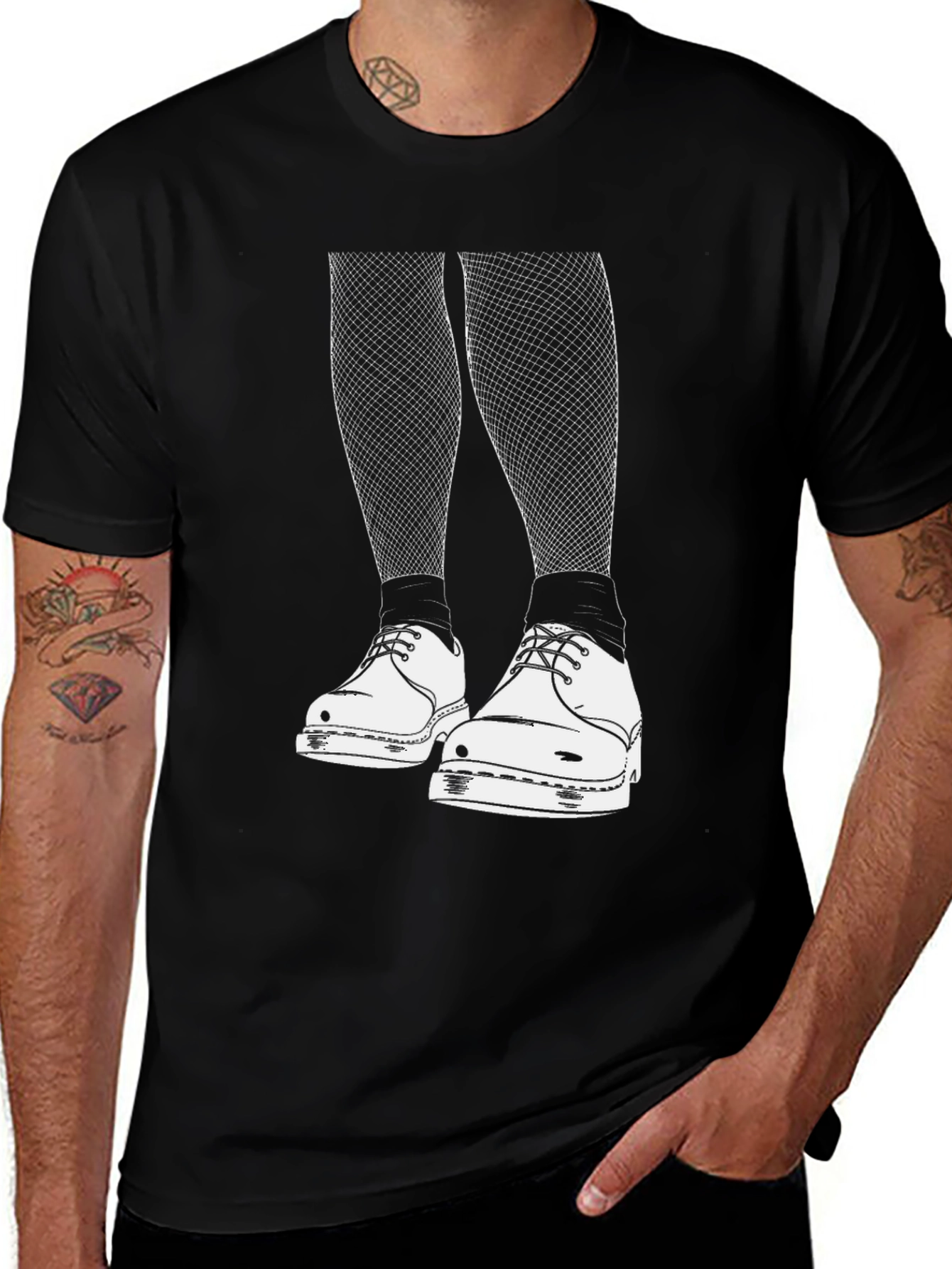 Variant 25 of Edgy Graphic Tee: Fishnets and Doc Martens Style