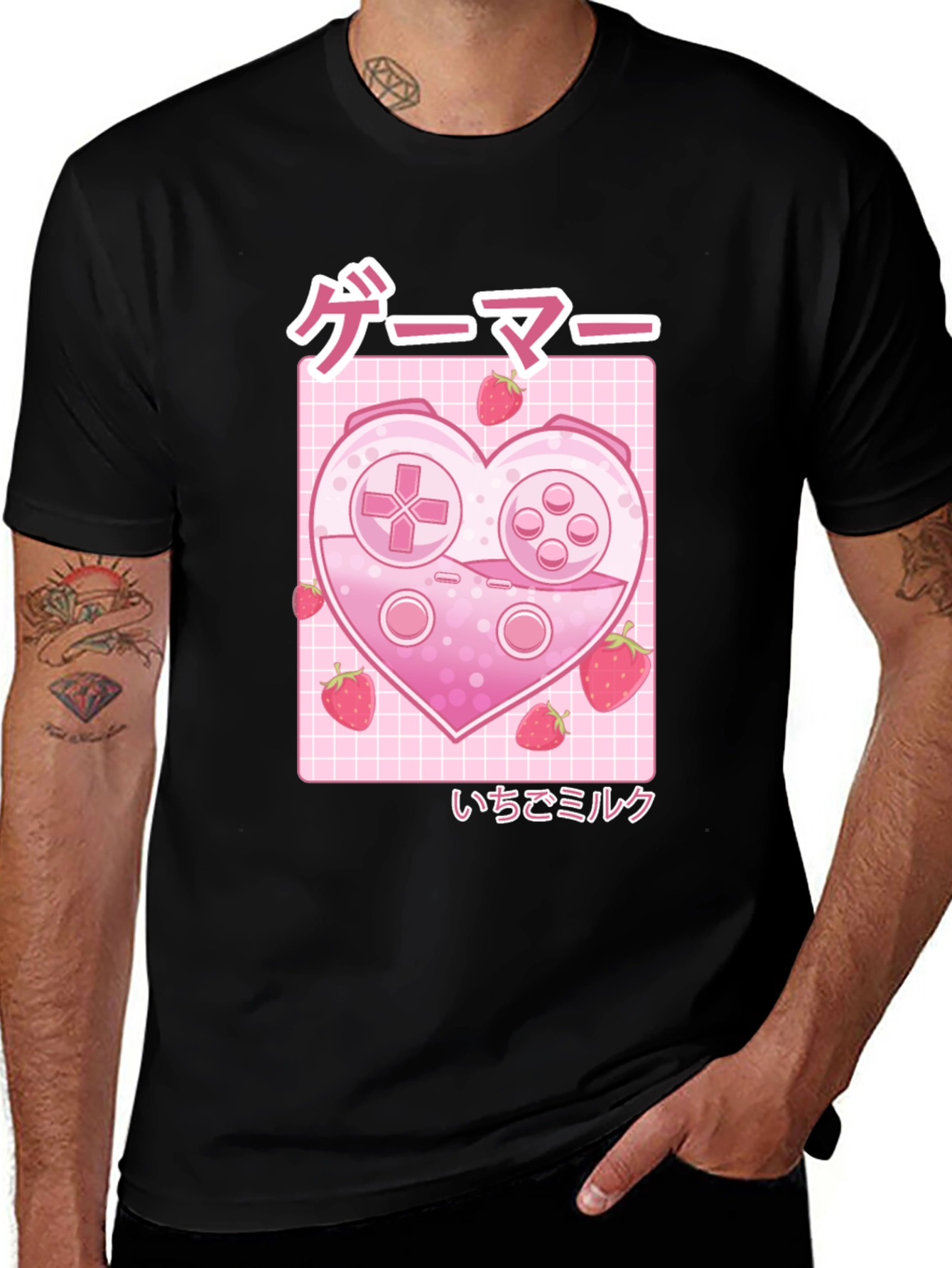 Variant 29 of Gamer Strawberry Milk Graphic Tee