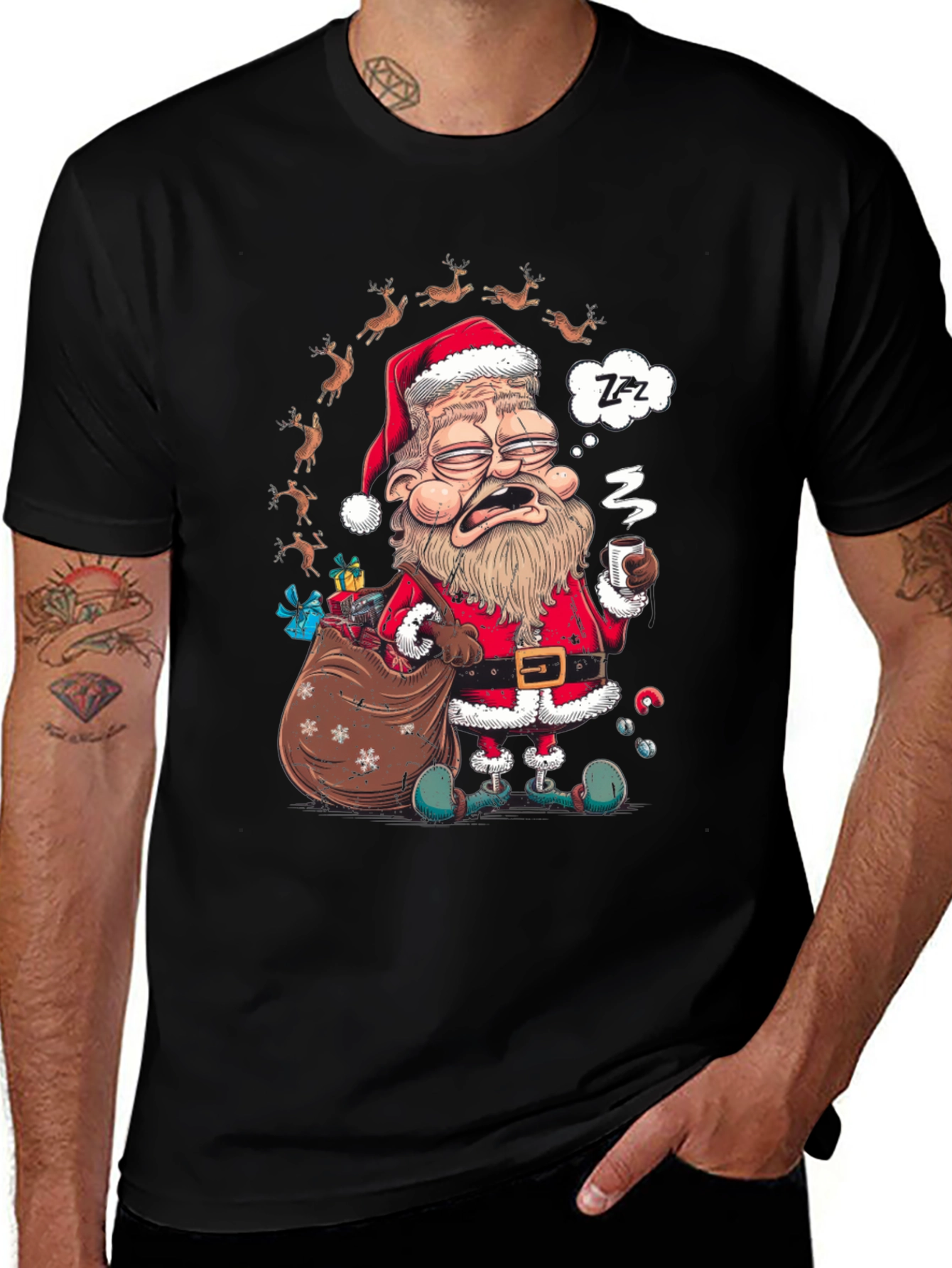 Sleepy Santa T-Shirt - Holiday Gift