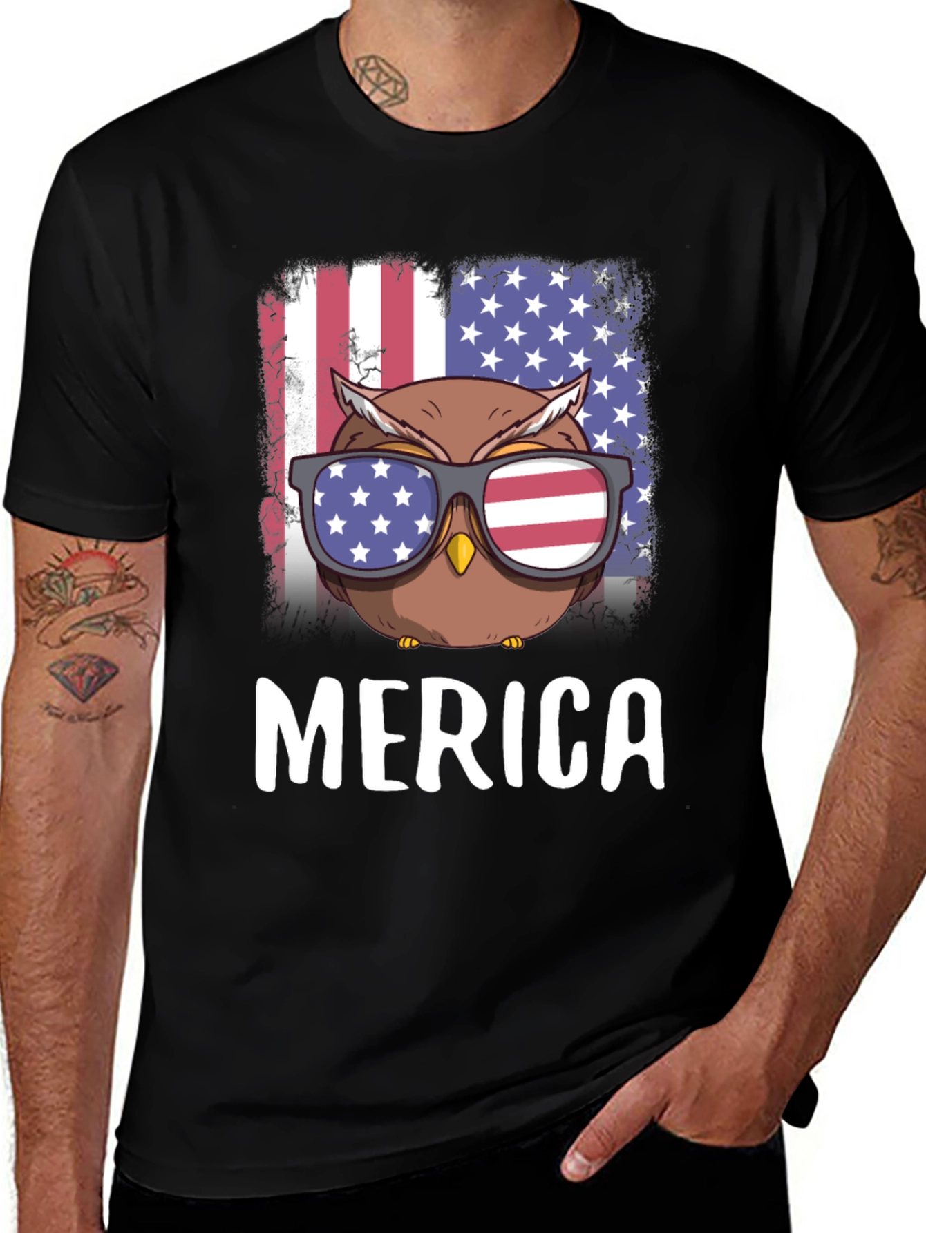 Variant 27 of Patriotic Owl 'Merica T-Shirt